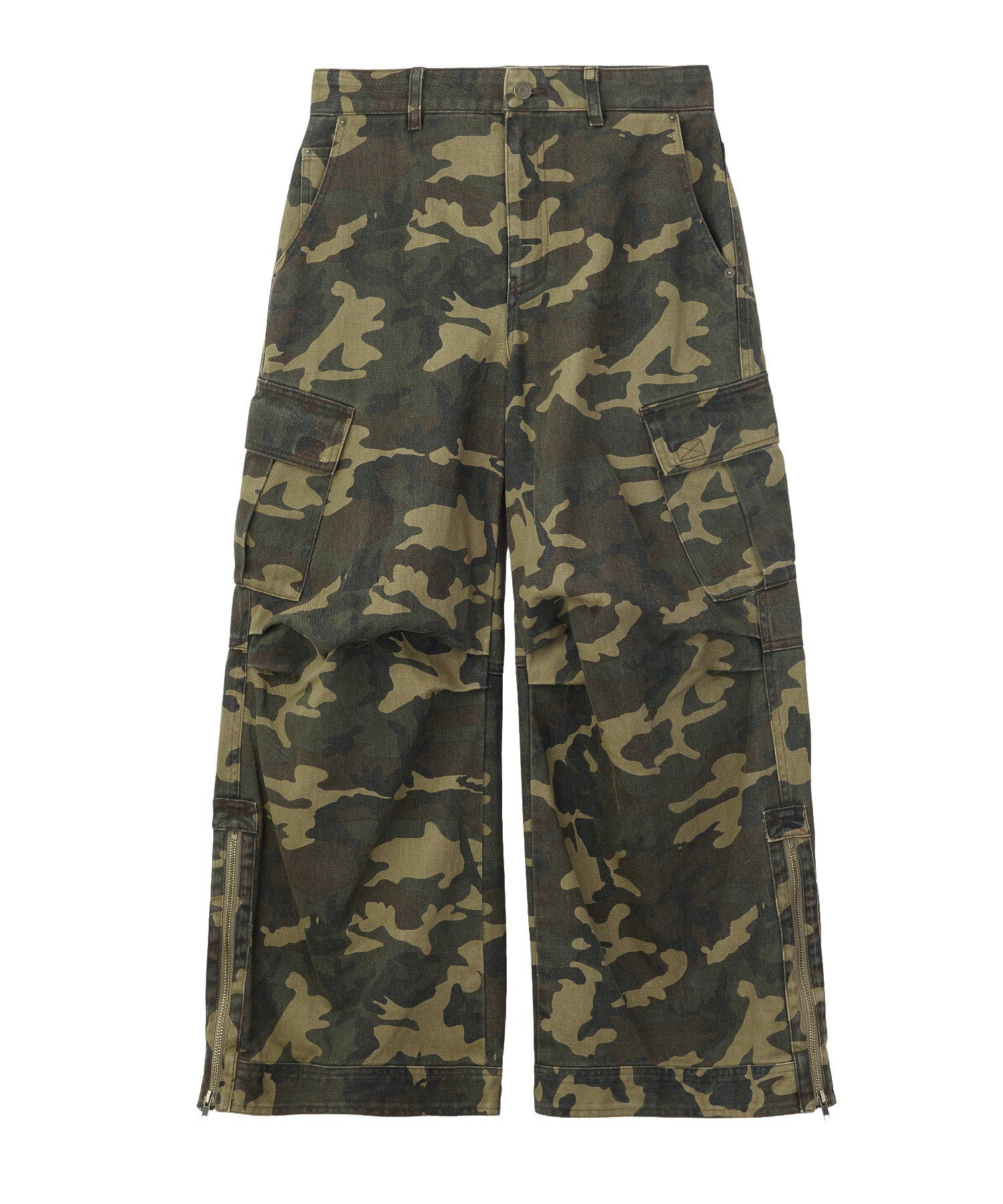FADED WIDE LEG FLARE CARGO PANTS