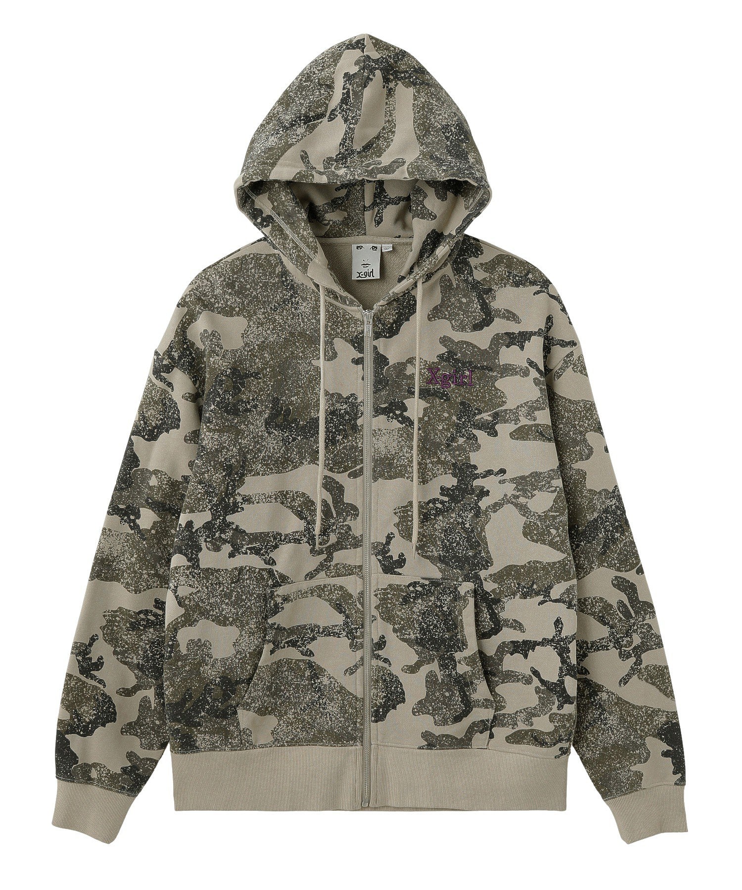 EMBROIDERED LOGO ZIP UP SWEAT HOODIE