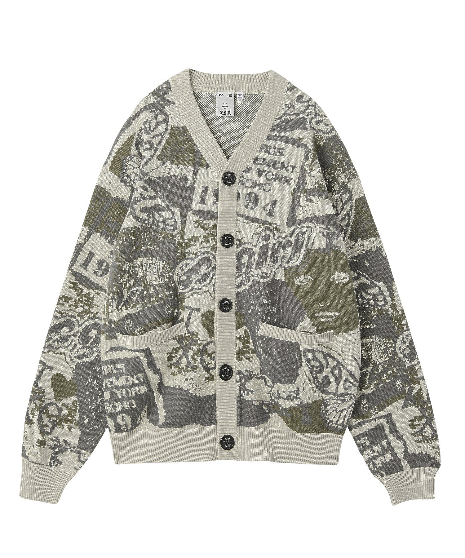 COLLAGE GRAPHIC JACQUARD KNIT CARDIGAN