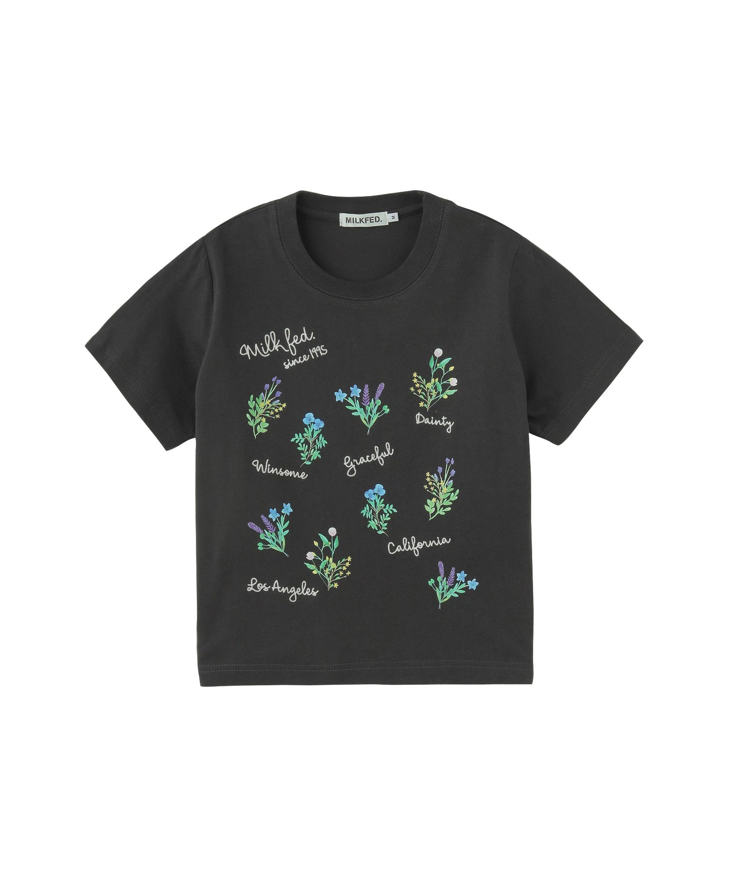 FLOWER PRINT AND EMBROIDERY COMPACT S/S TEE