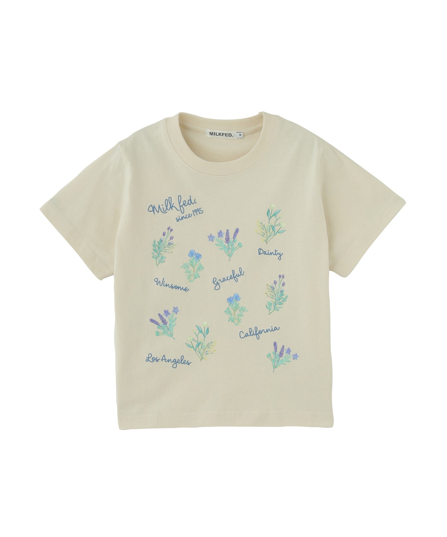 FLOWER PRINT AND EMBROIDERY COMPACT S/S TEE