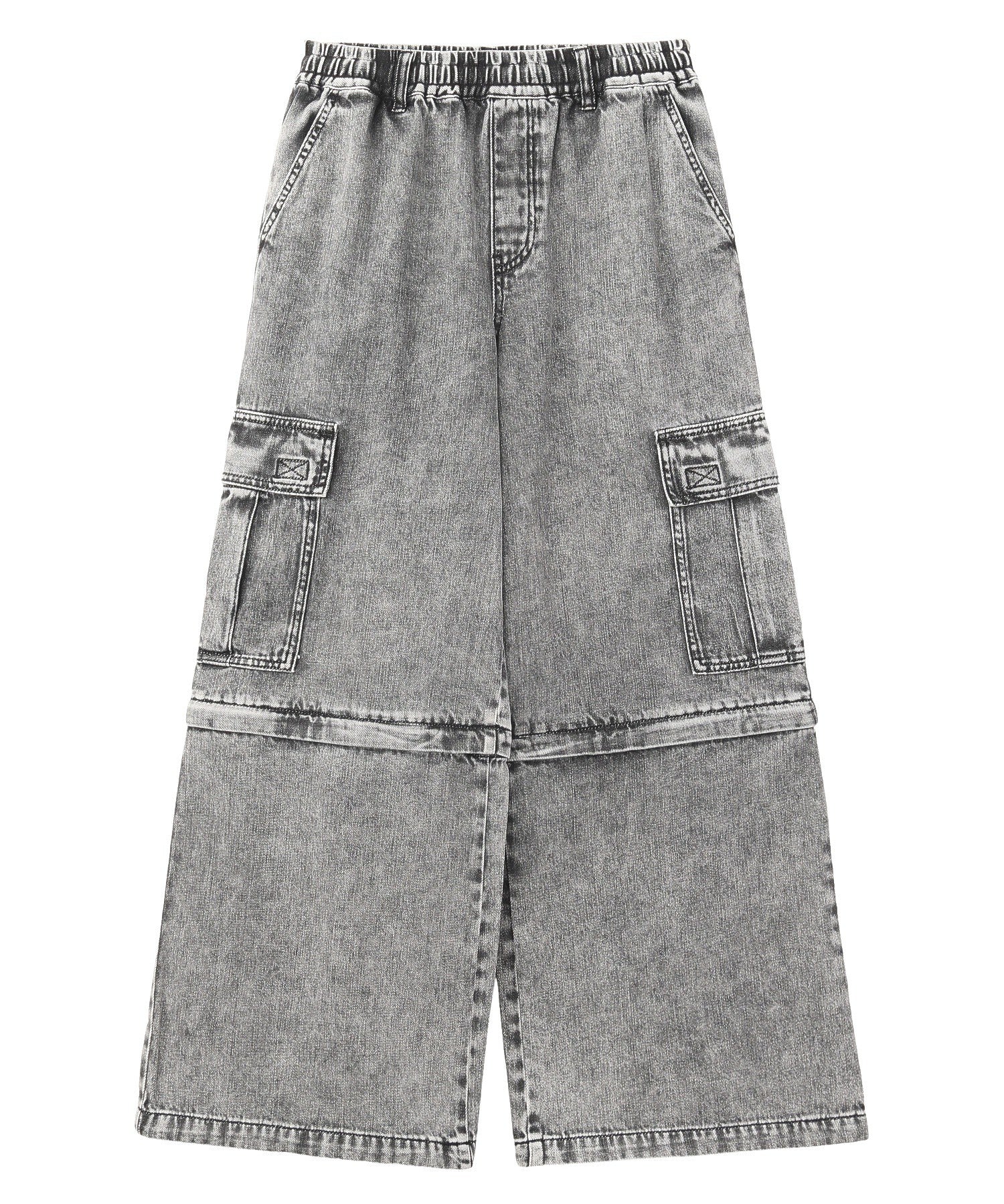WASHED 2WAY WIDE LEG CARGO PANTS