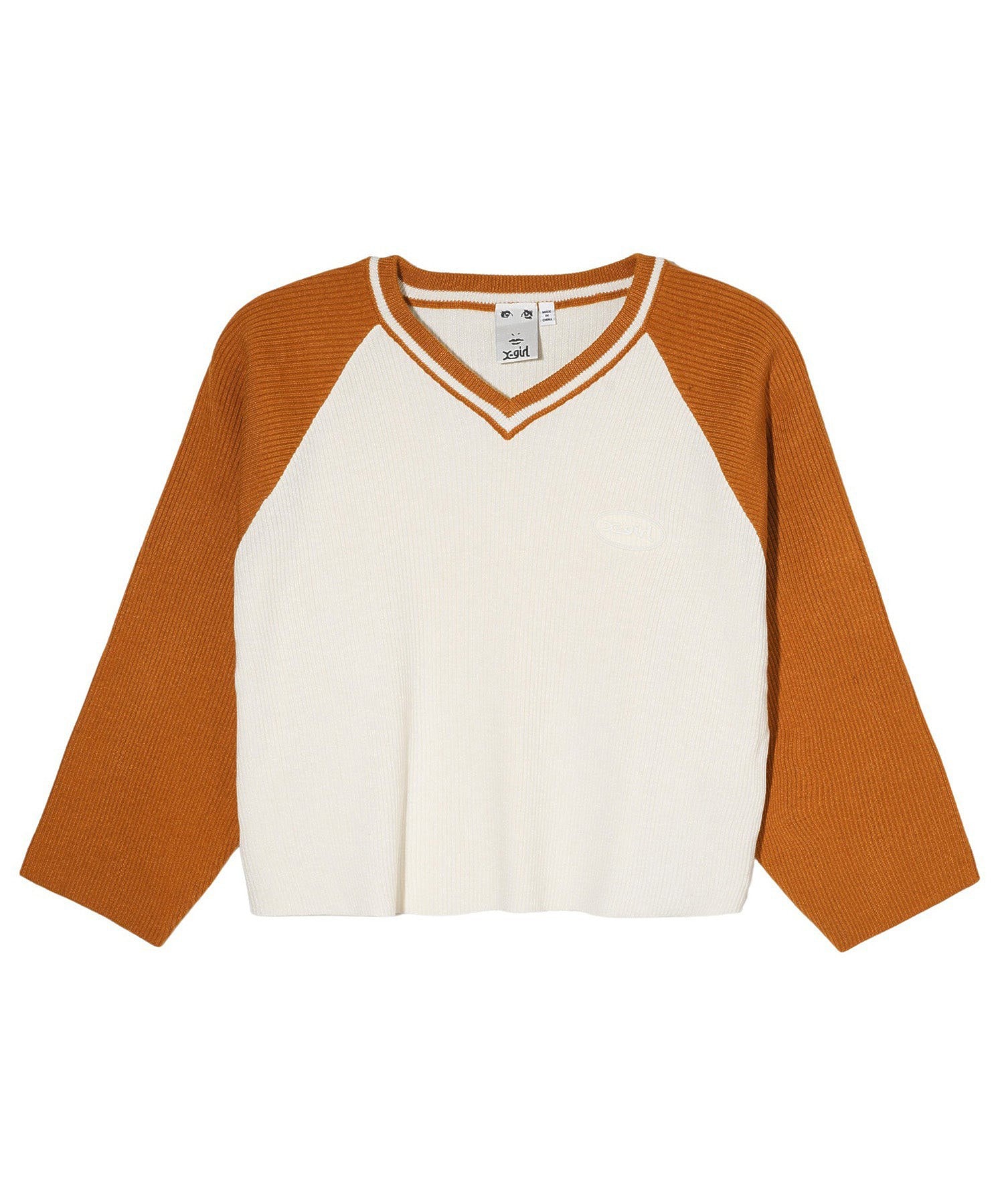 V-NECK RAGLAN KNIT TOP X-girl