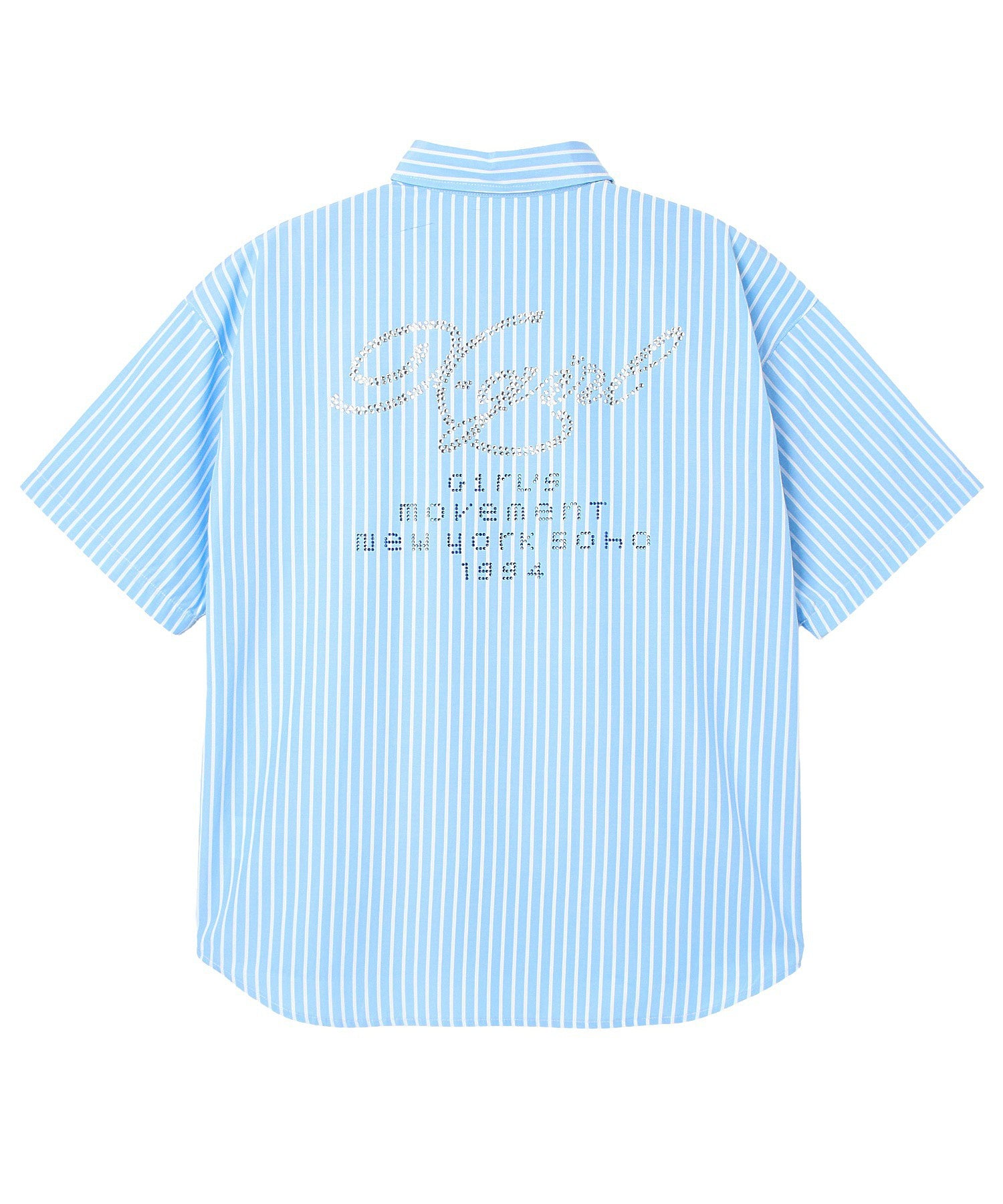 STRIPED RHINESTONE S/S SHIRT