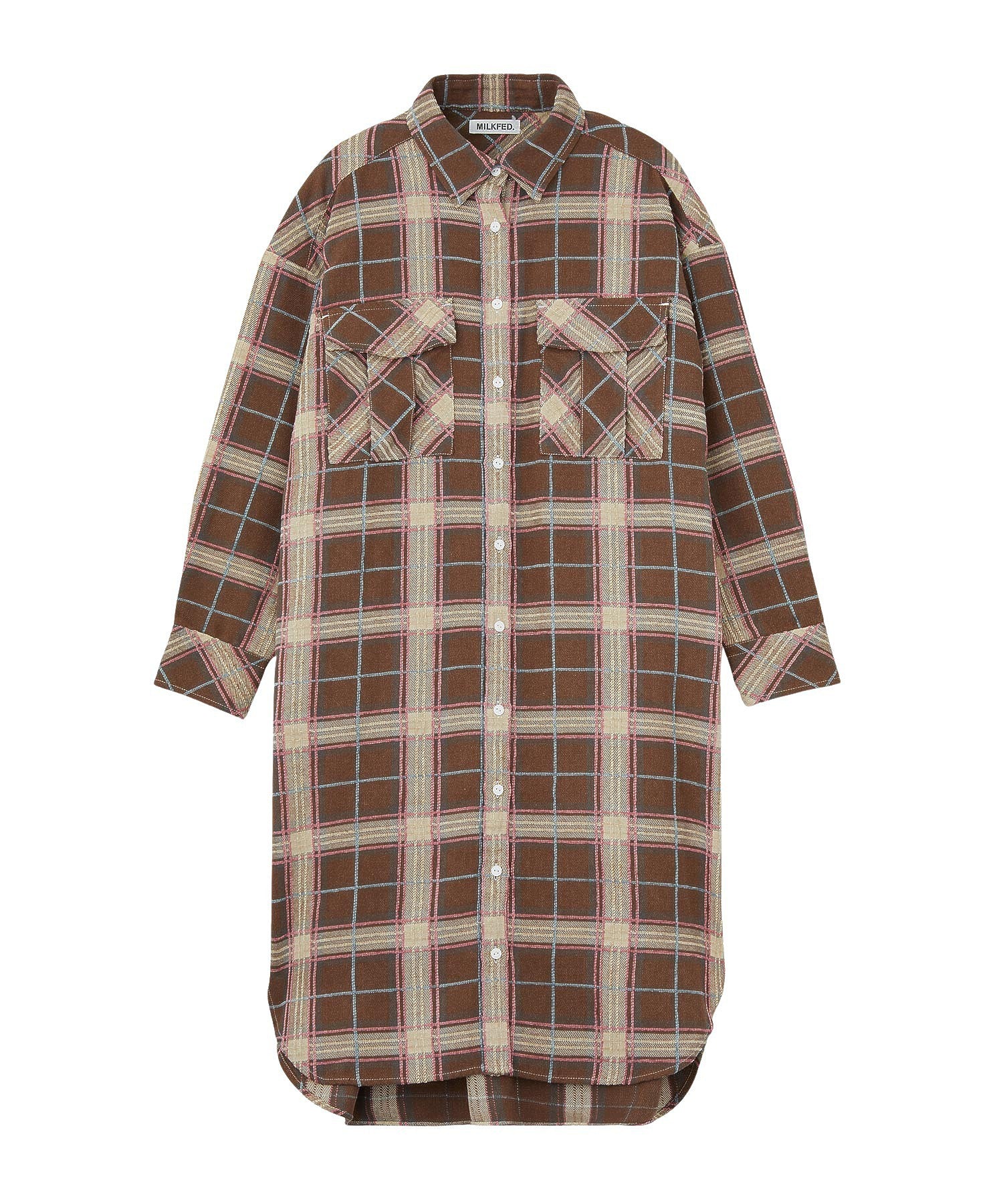 LOGO PLAID SHIRT DRESS