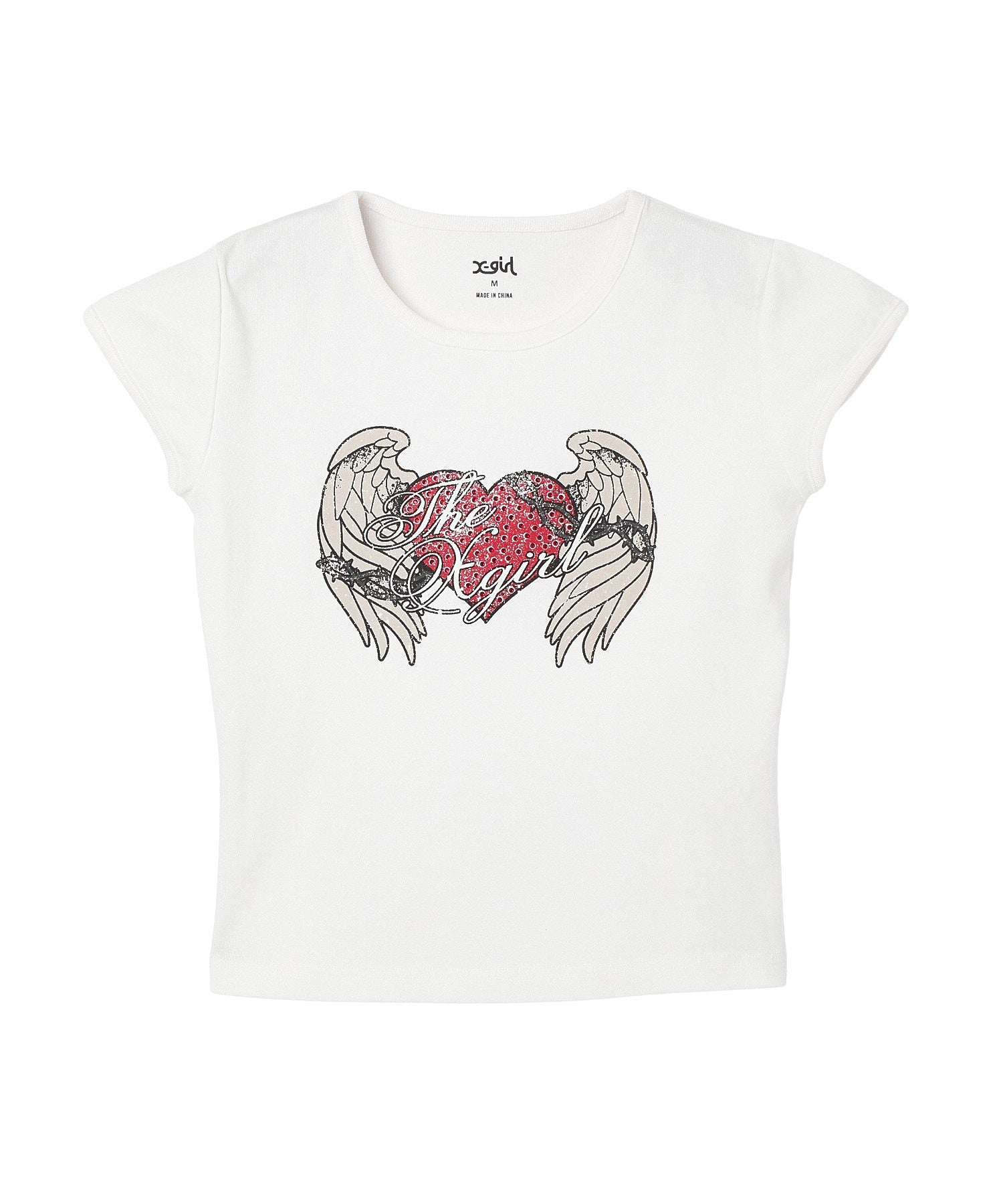 RHINESTONE HEART AND WING S/S BABY TEE