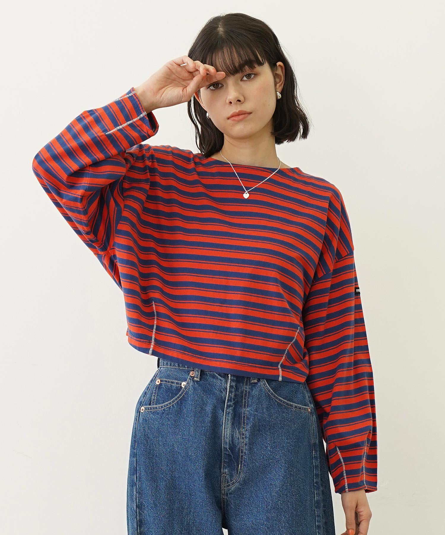 TUCK STRIPE L/S TOP