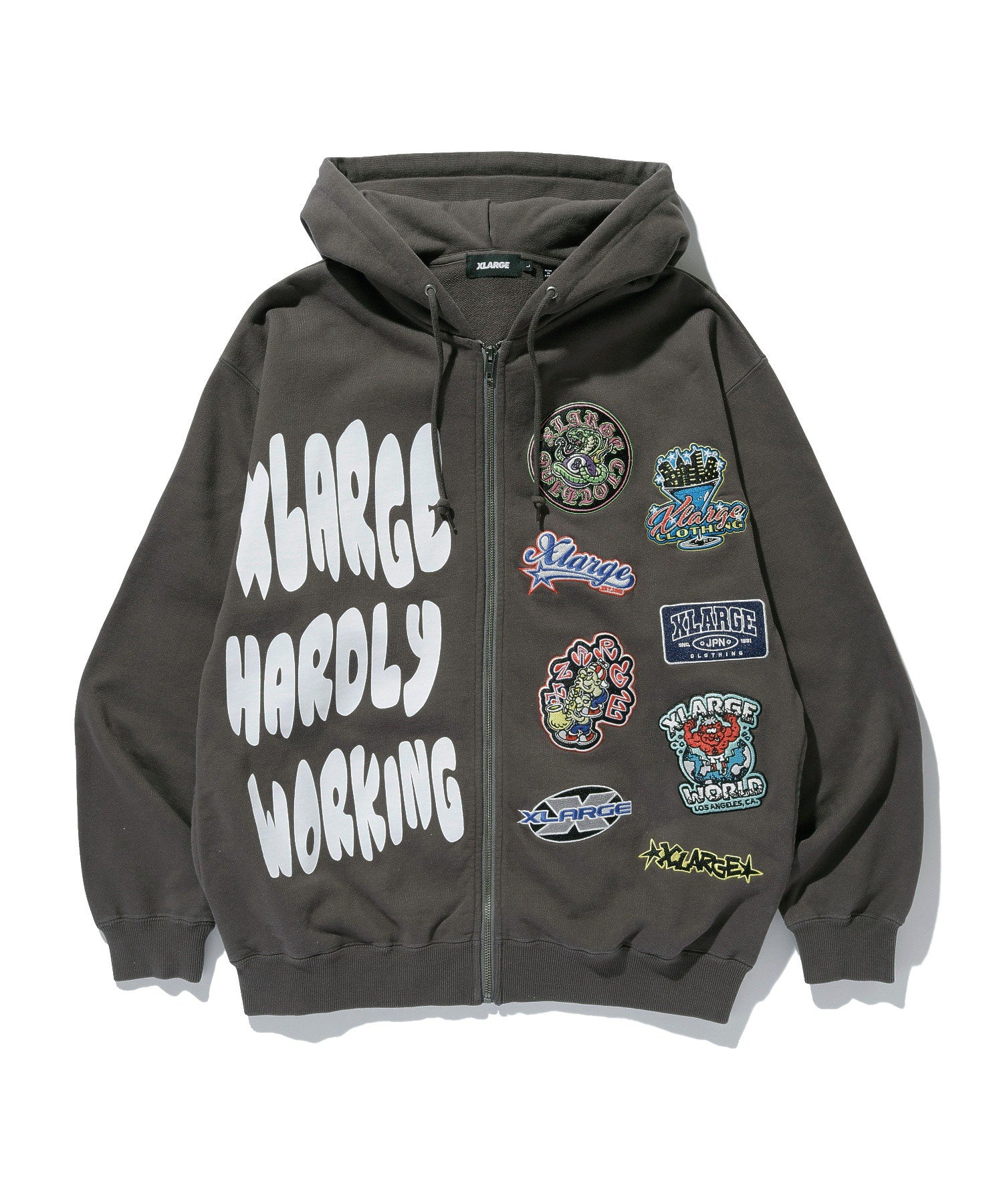 MULTI LOGO ZIP UP HOODED SWEATSHIRT