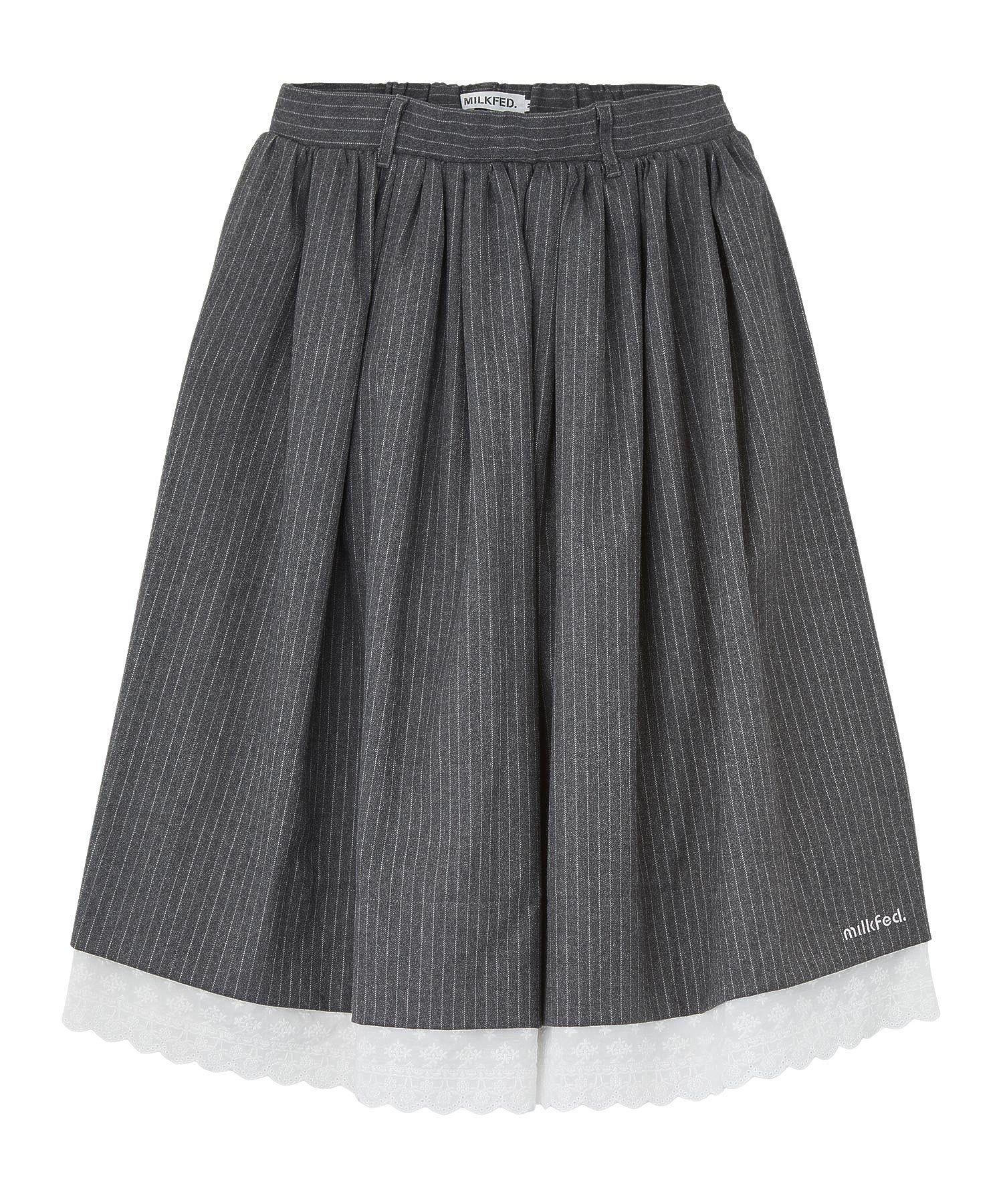 LACE HEM STRIPED SKIRT