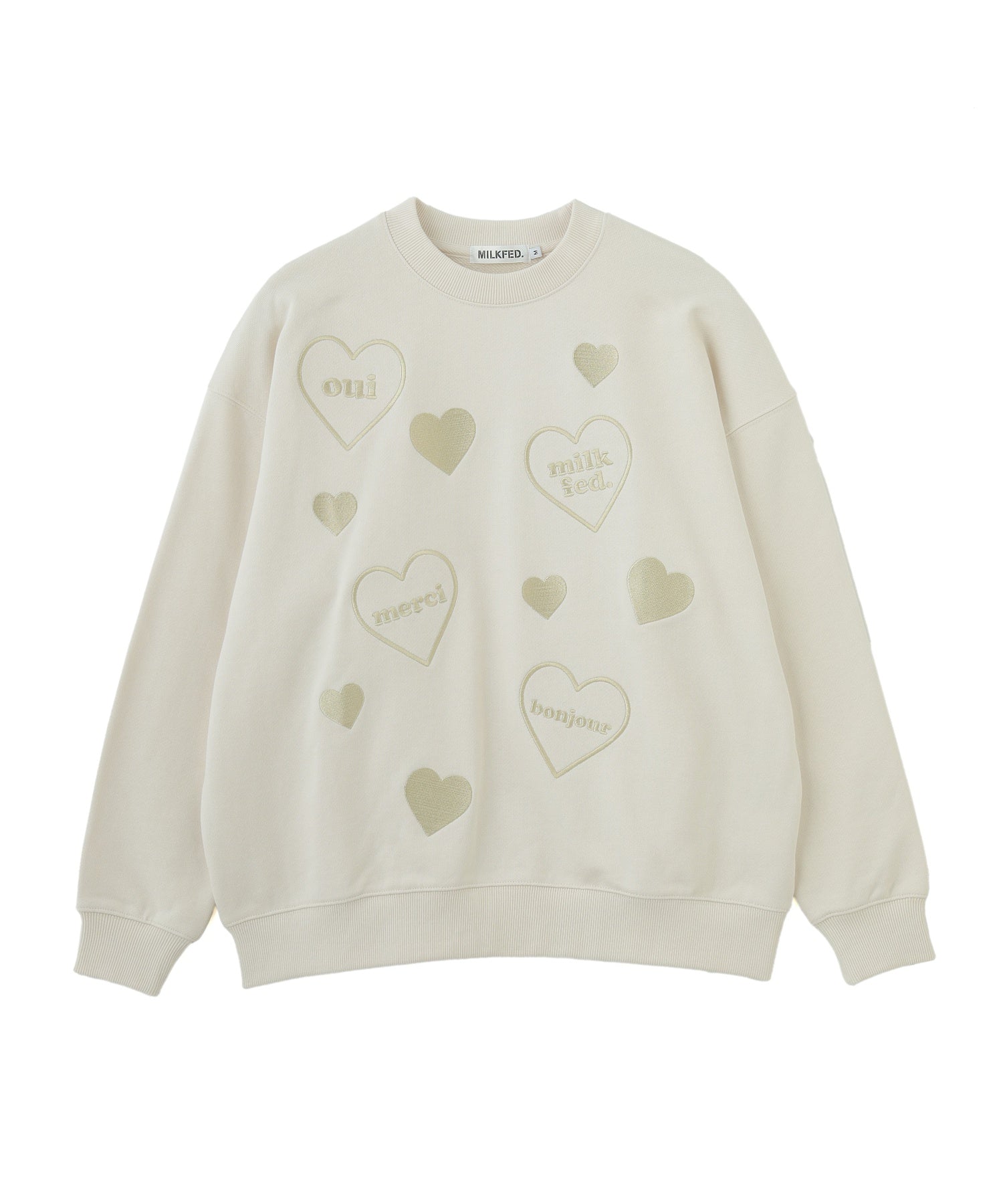 HEARTS EMBROIDERY SWEAT TOP