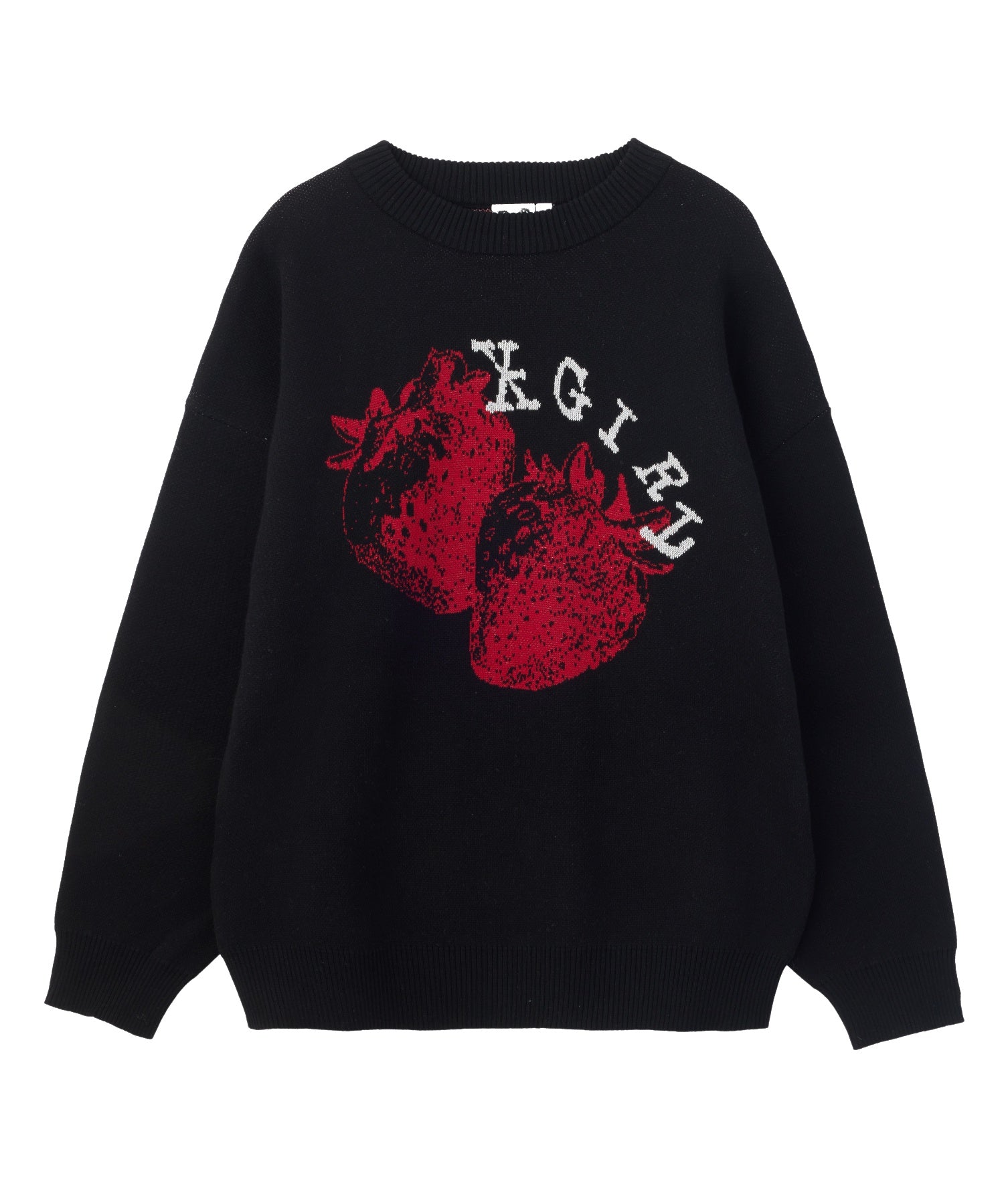 STRAWBERRY AND LOGO JACQUARD KNIT TOP