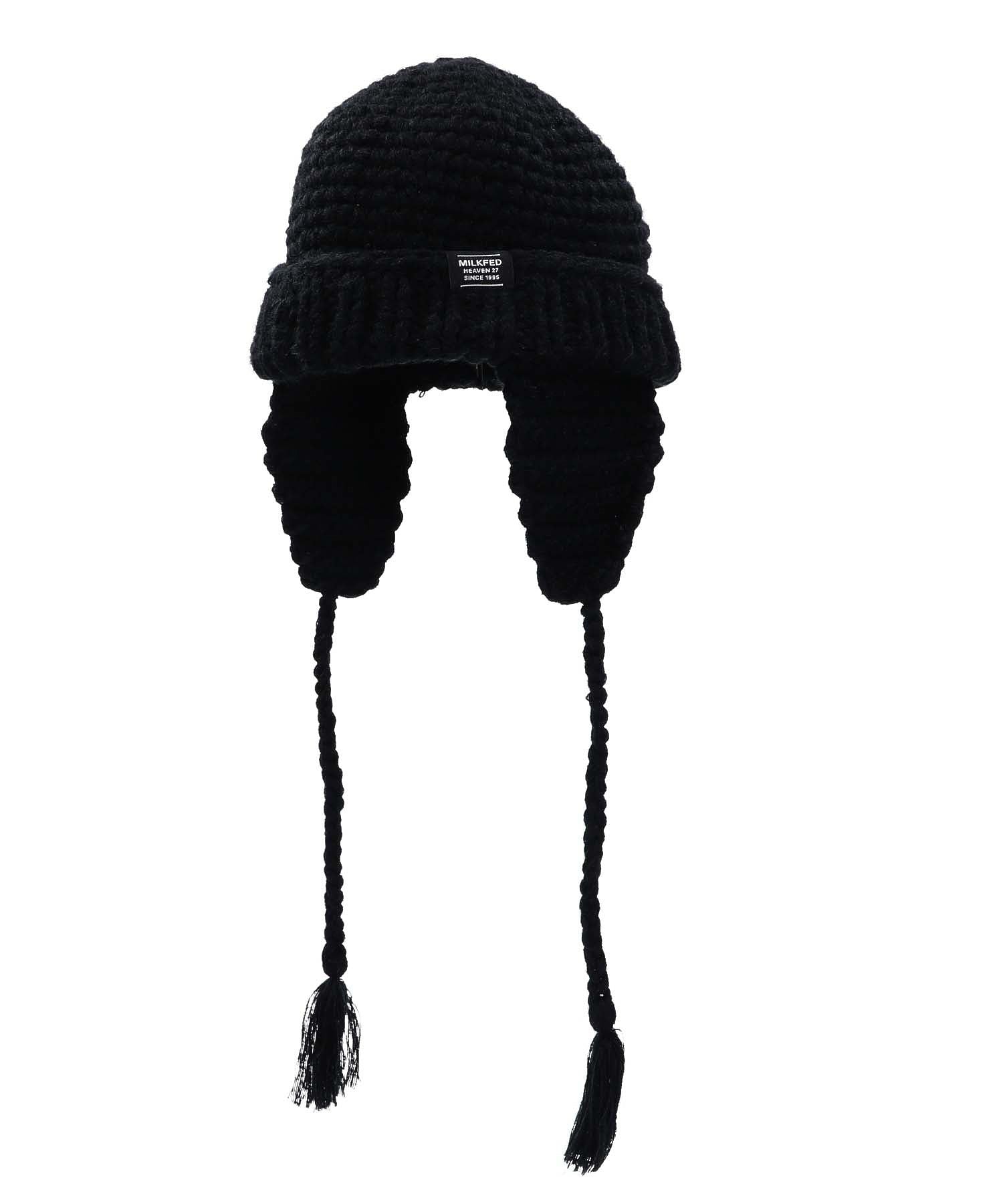 LOGO EARFLAP KNIT CAP MILKFED.