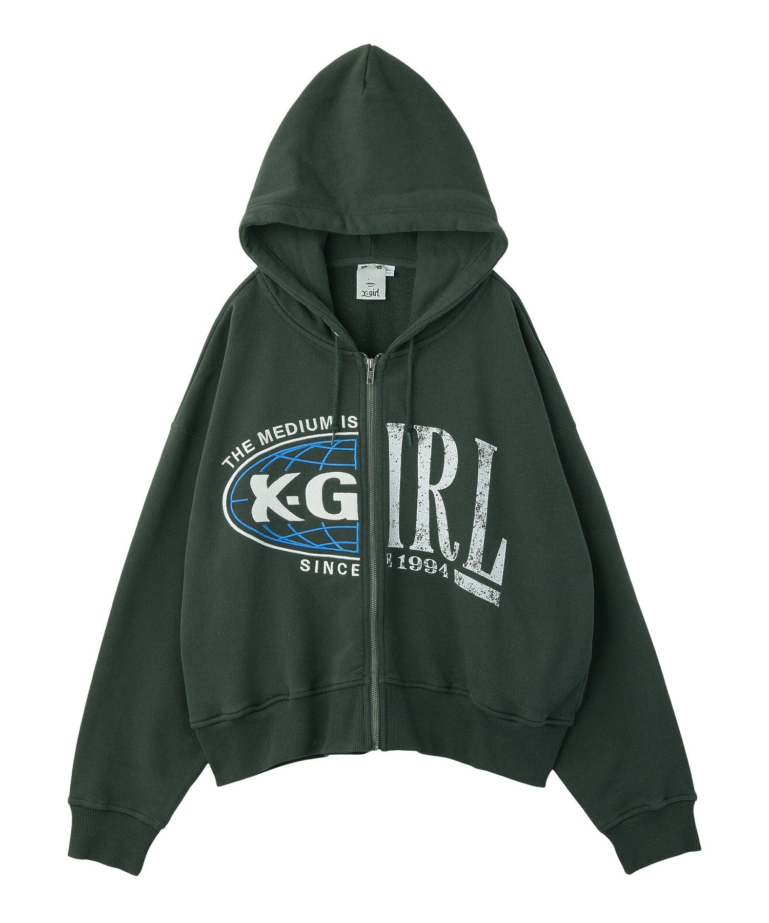 PANELED GRAPHIC ZIP UP SWEAT HOODIE