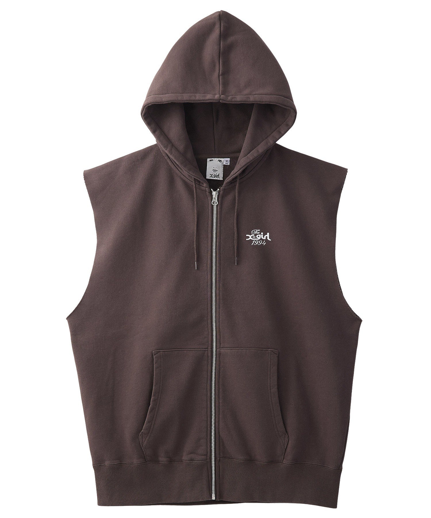 DISTRESSED CIRCLE LOGO ZIP UP SWEAT VEST