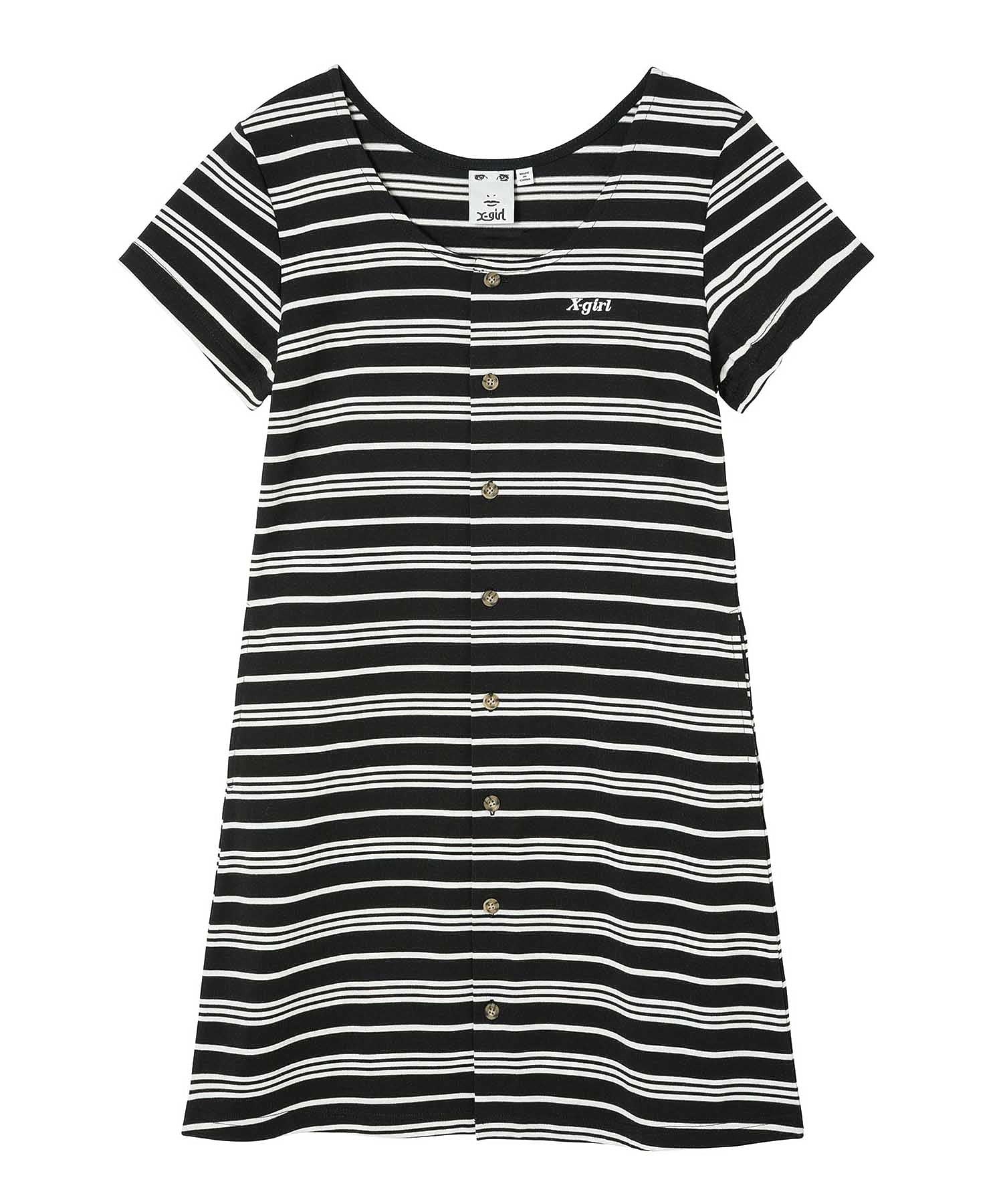 STRIPED BUTTON DOWN DRESS X-girl