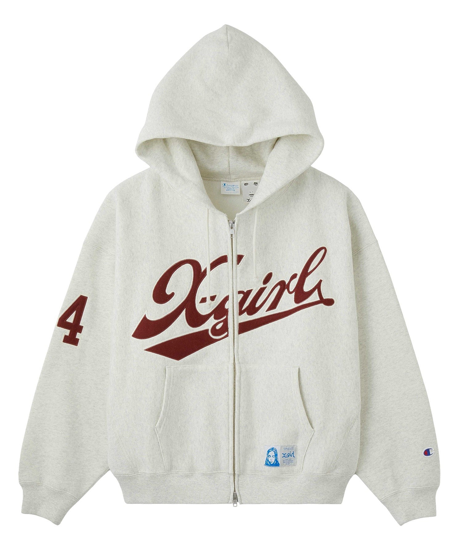 X-girl x Champion REVERSE WEAVE® PATCHED LOGO ZIP UP HOODIE