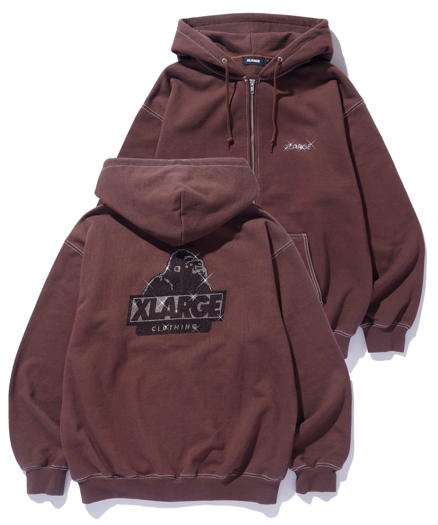 RHINESTONE OG ZIP HOODED SWEATSHIRT