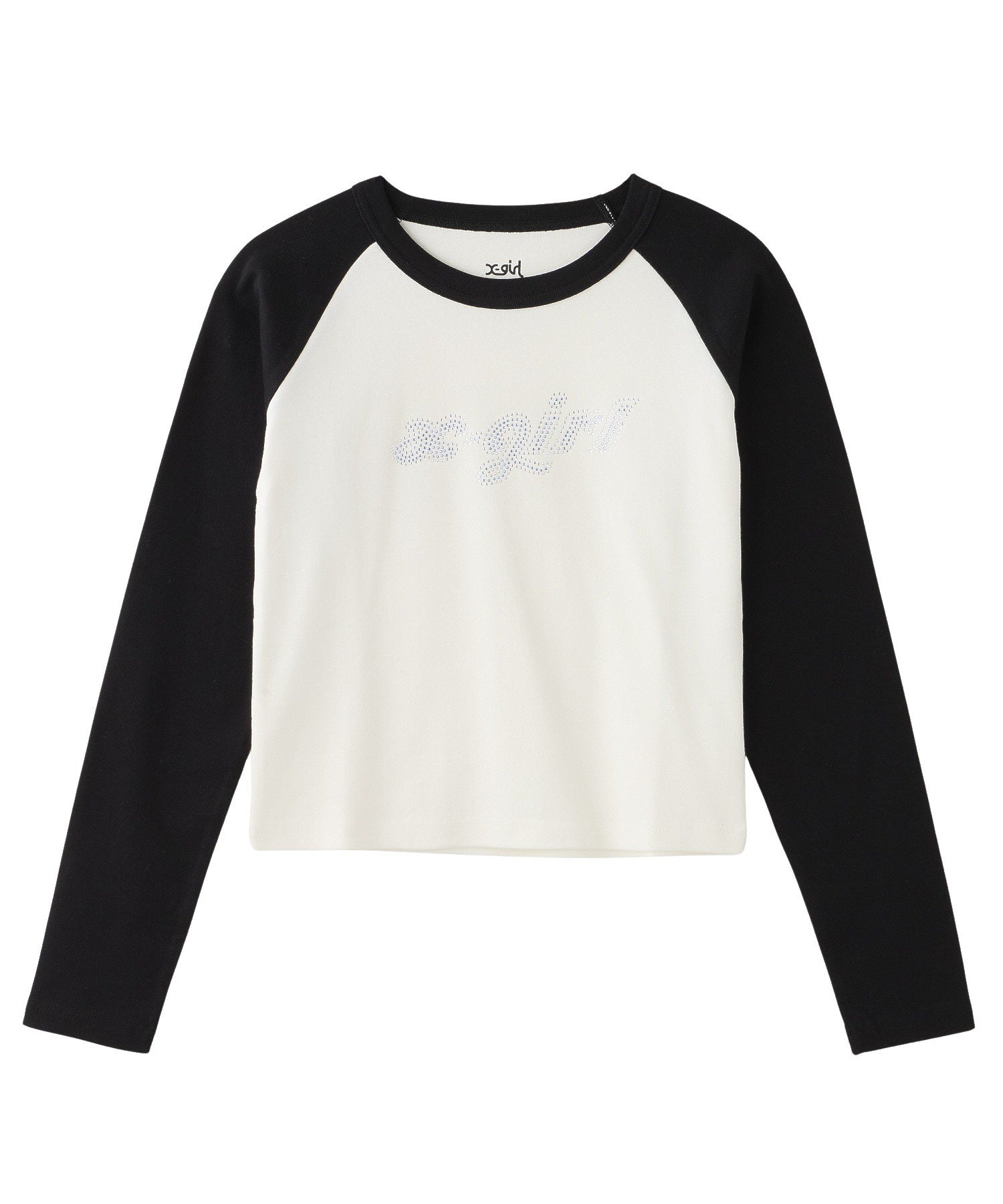 BI COLOR RHINESTONE LOGO RAGLAN L/S BABY TEE