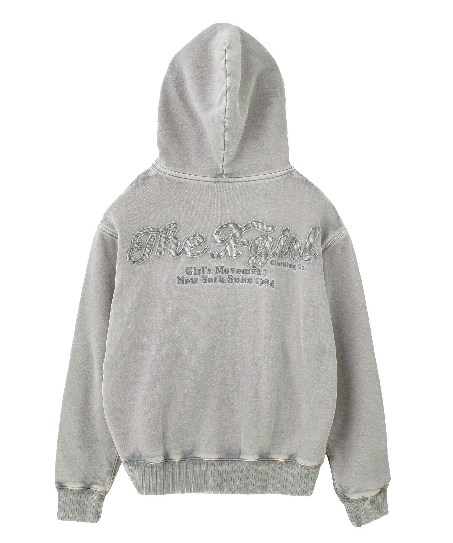 BLEACHED LOGO PATCH ZIP UP SWEAT HOODIE