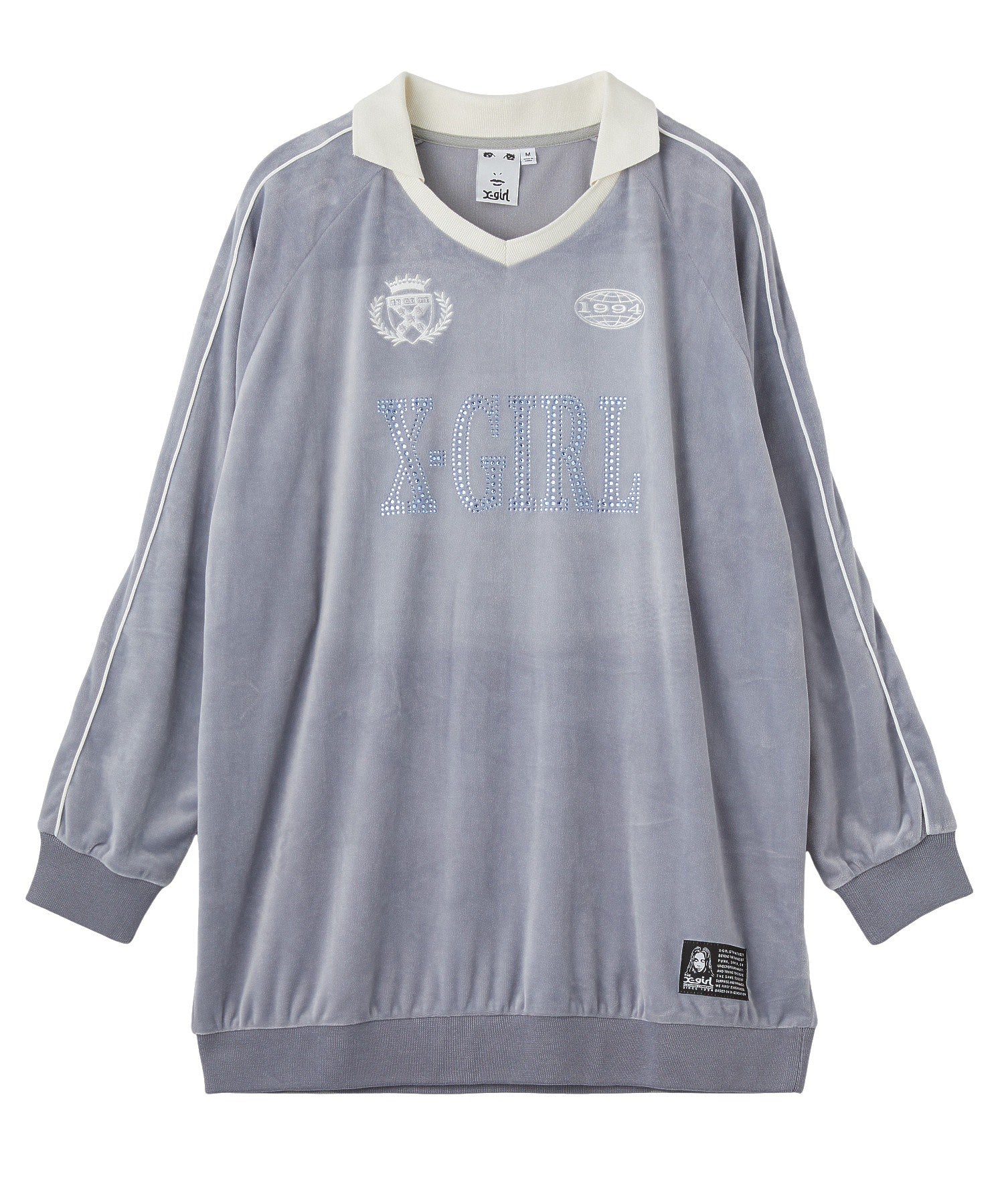RHINESTONE LOGO VELOUR GAME SHIRT DRESS