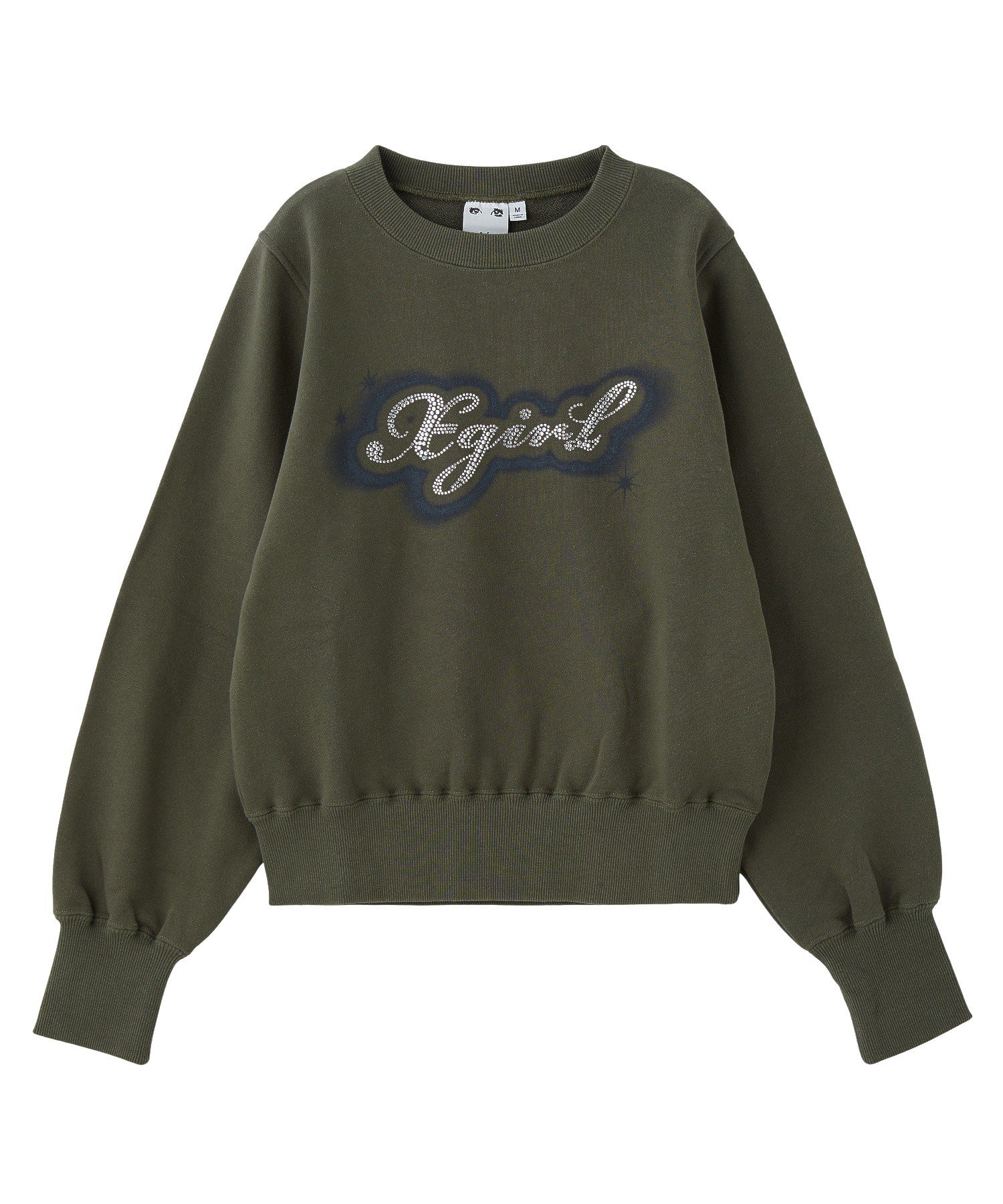 RHINESTONE AND SPRAY LOGO CREWNECK SWEATSHIRT