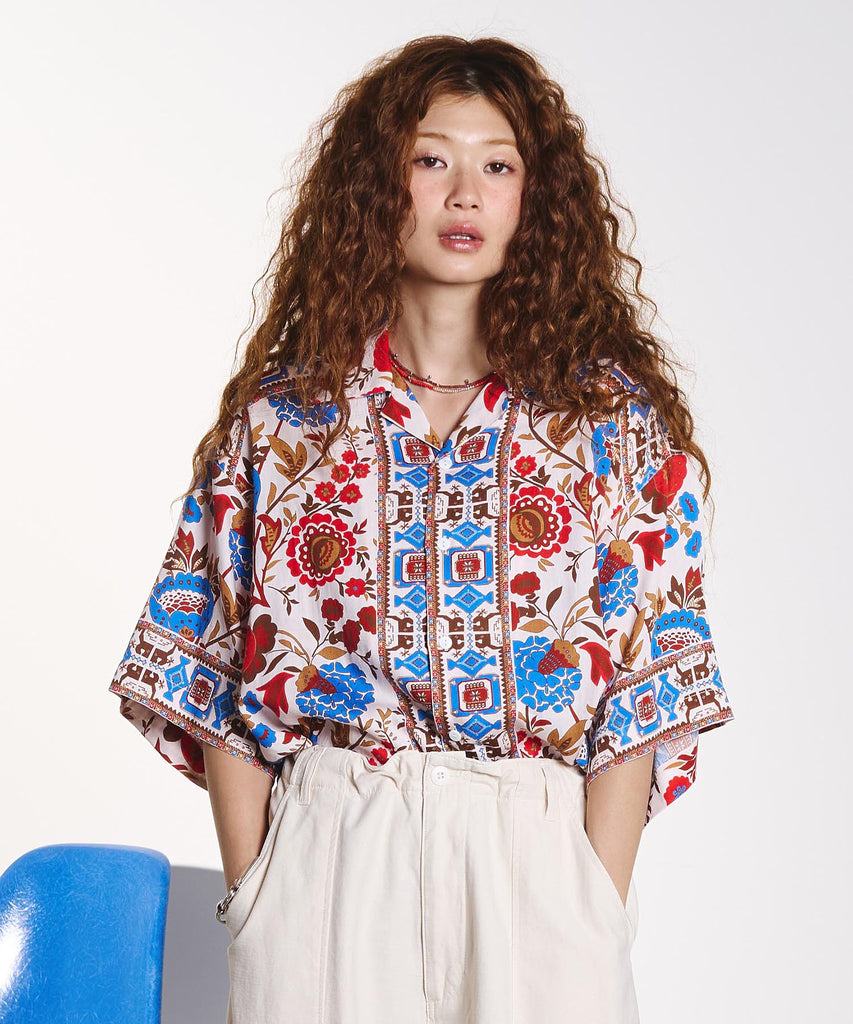 ROSE BUD / HLAADA for ROSEBUD/FLOWER PRINT SHORT SLEEVE SHIRT