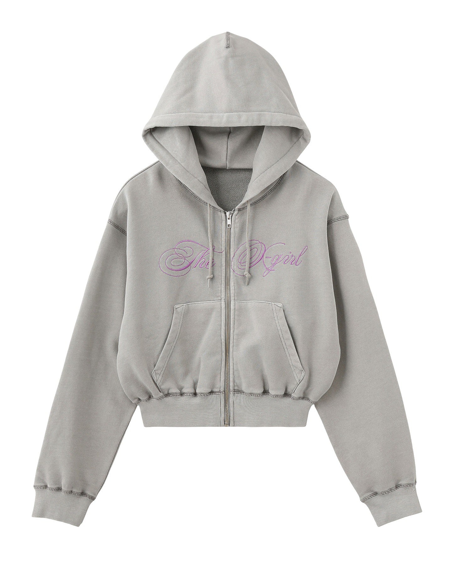 PIGMENT DYED SCRIPT LOGO COMPACT ZIP UP SWEAT HOODIE