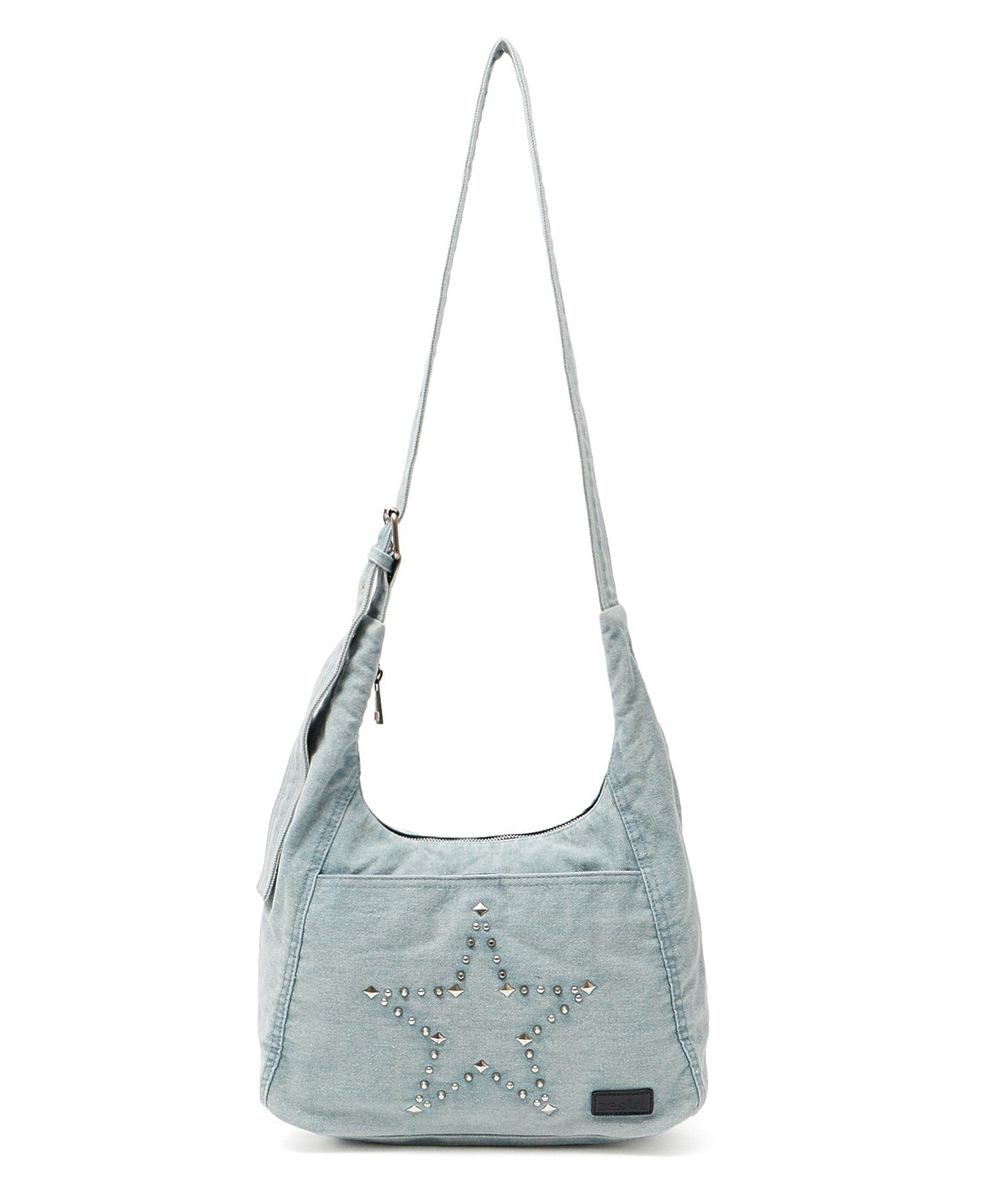 STUDDED DENIM SHOULDER BAG