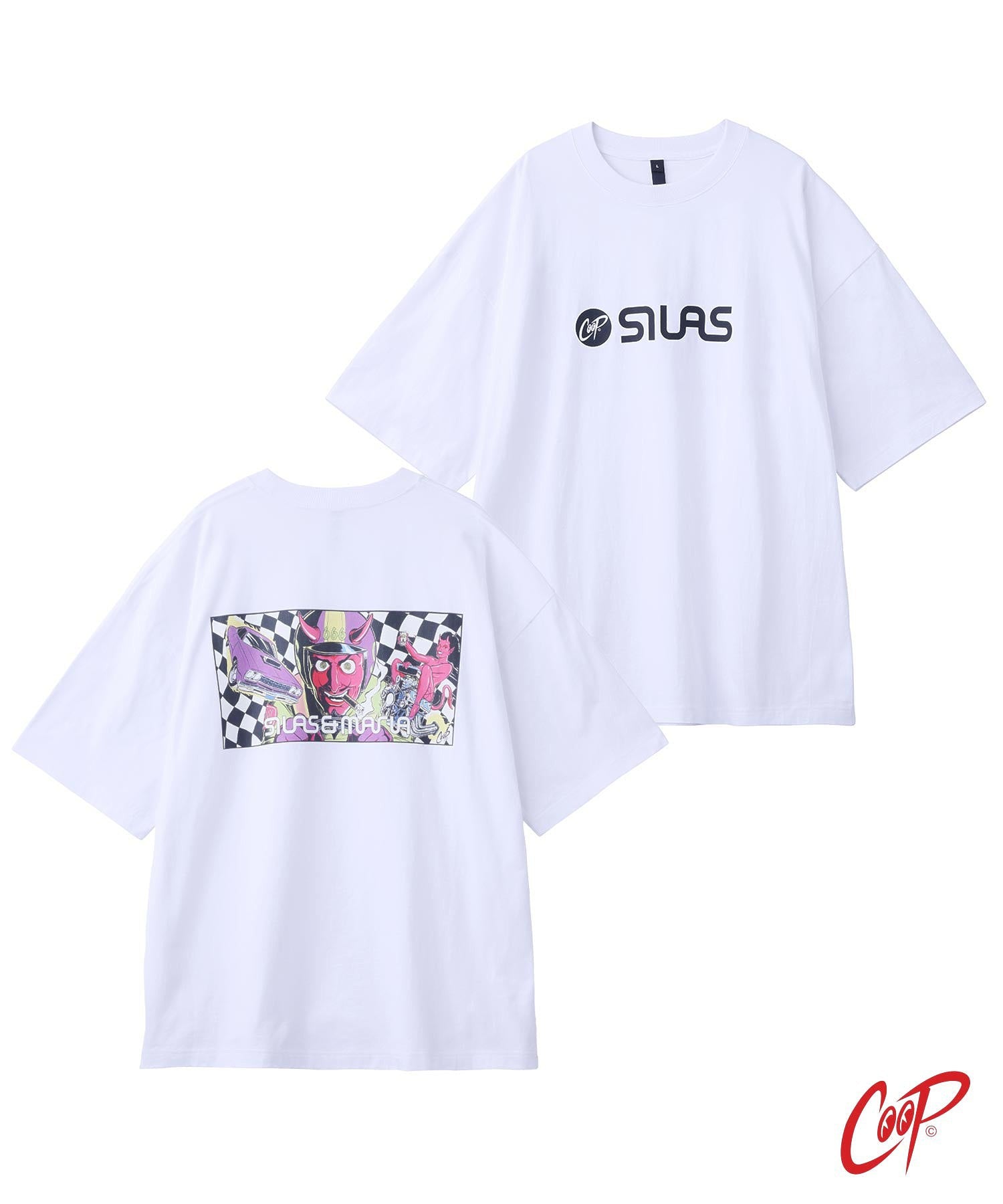 SILASxCOOP CHECKERED FLAG PRINT WIDE S/S TEE
