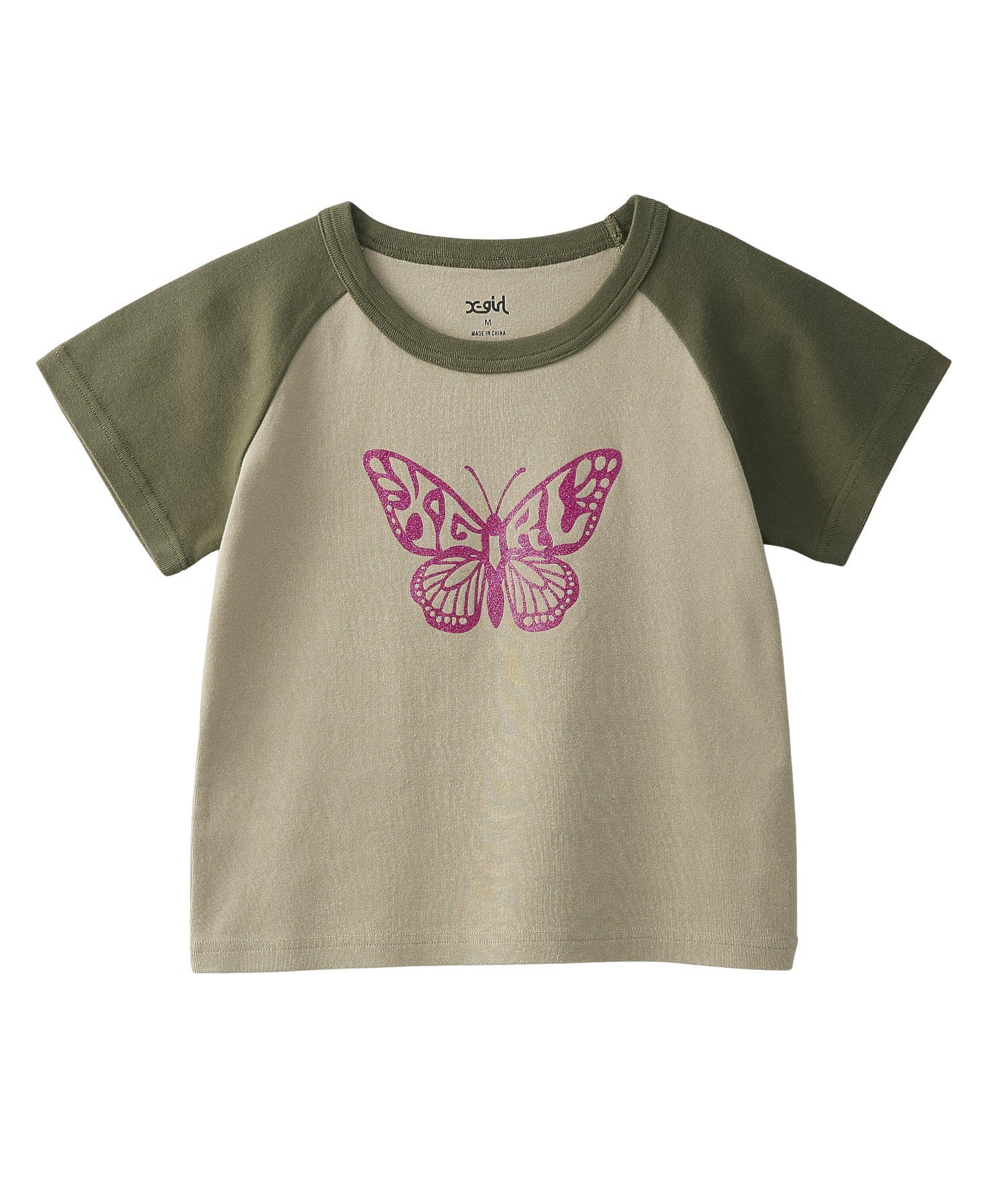GLITTER BUTTERFLY RAGLAN S/S BABY TEE
