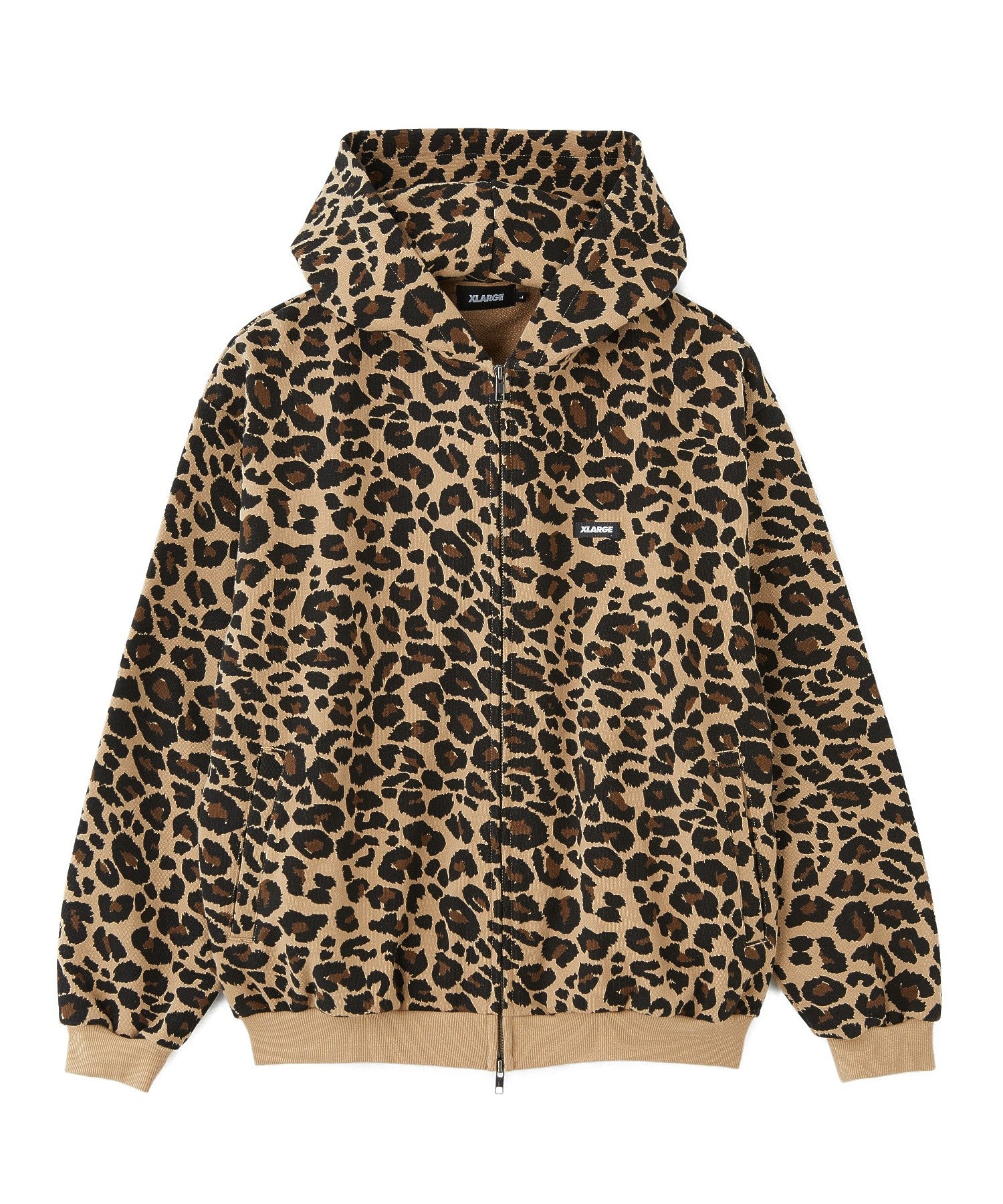 LEOPARD ZIP HOODED SWEATSHIRT