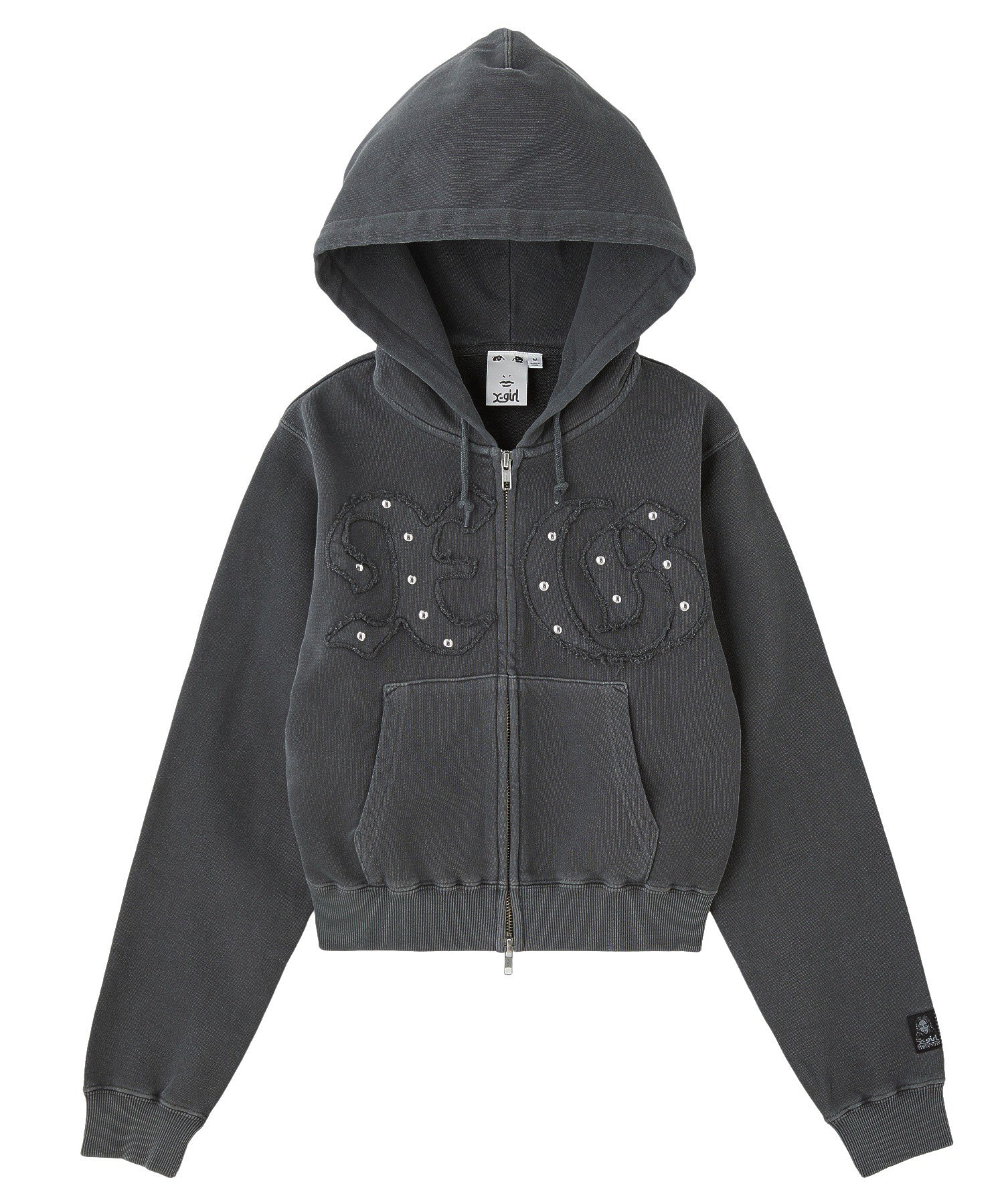 STUDDED XG LOGO ZIP UP SWEAT COMPACT HOODIE