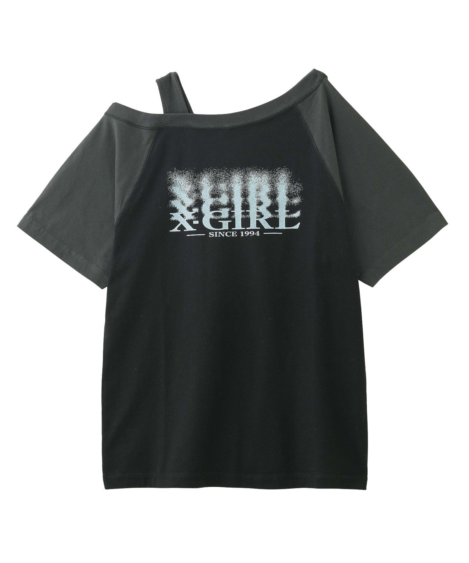 BLURRED LOGO LAYERED SHOULDER TEE