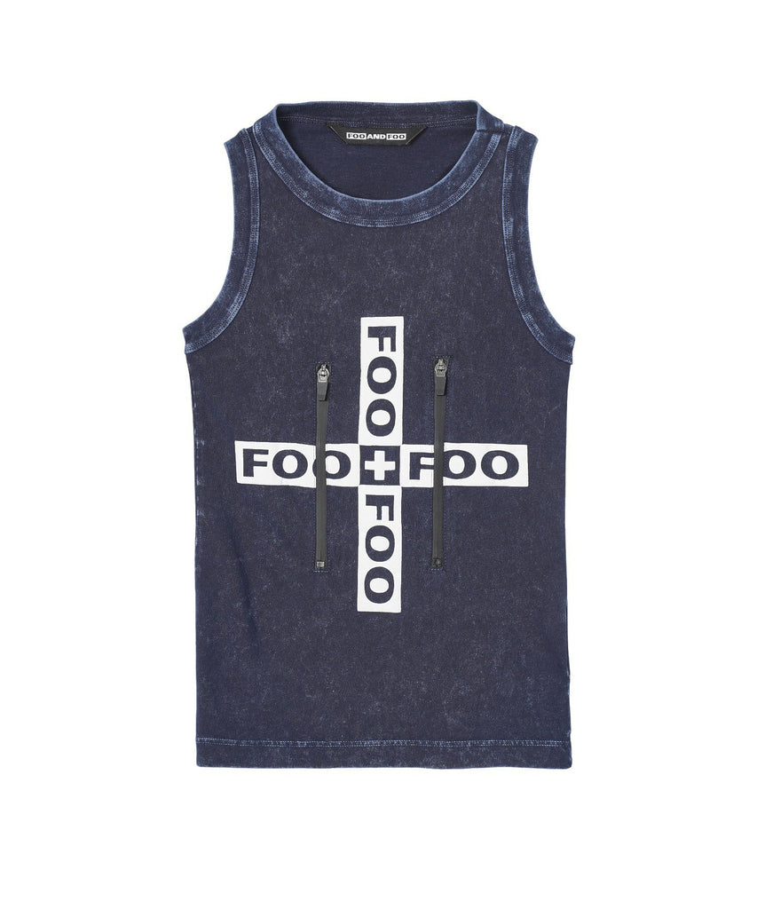 FOOANDFOO/CROSS LOGO TANK/タンクトップ/M/コットン/ブルー/FFTK-9112 FOOANDFOO CROSS LOGO TANK Tank top M Cotton Blue FFTK-9112