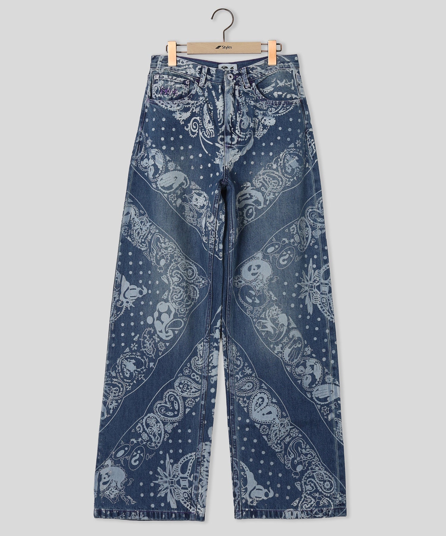 PERKS AND MINI/パークスアンドミニ/W COCO BANDANA OVER PRINT JEANS 80104