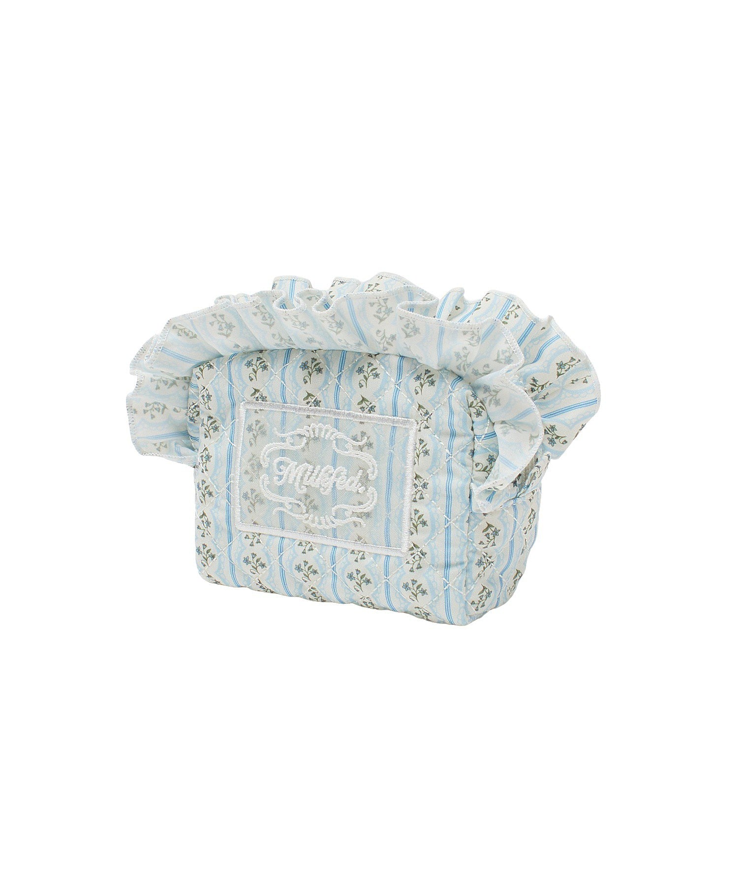 STRIPED FLOWER QUILTED POUCH