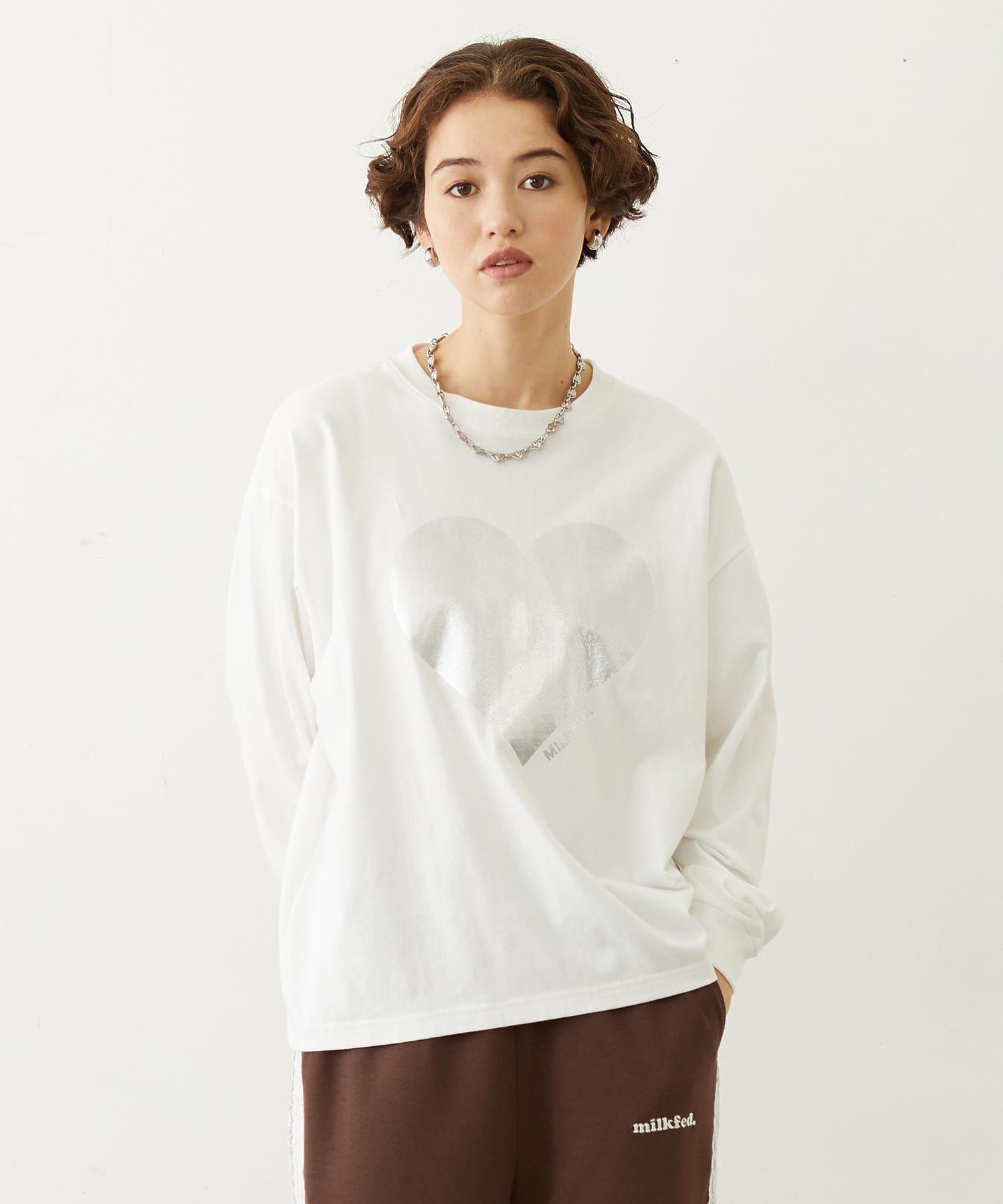 HEART FOIL PRINT L/S TEE