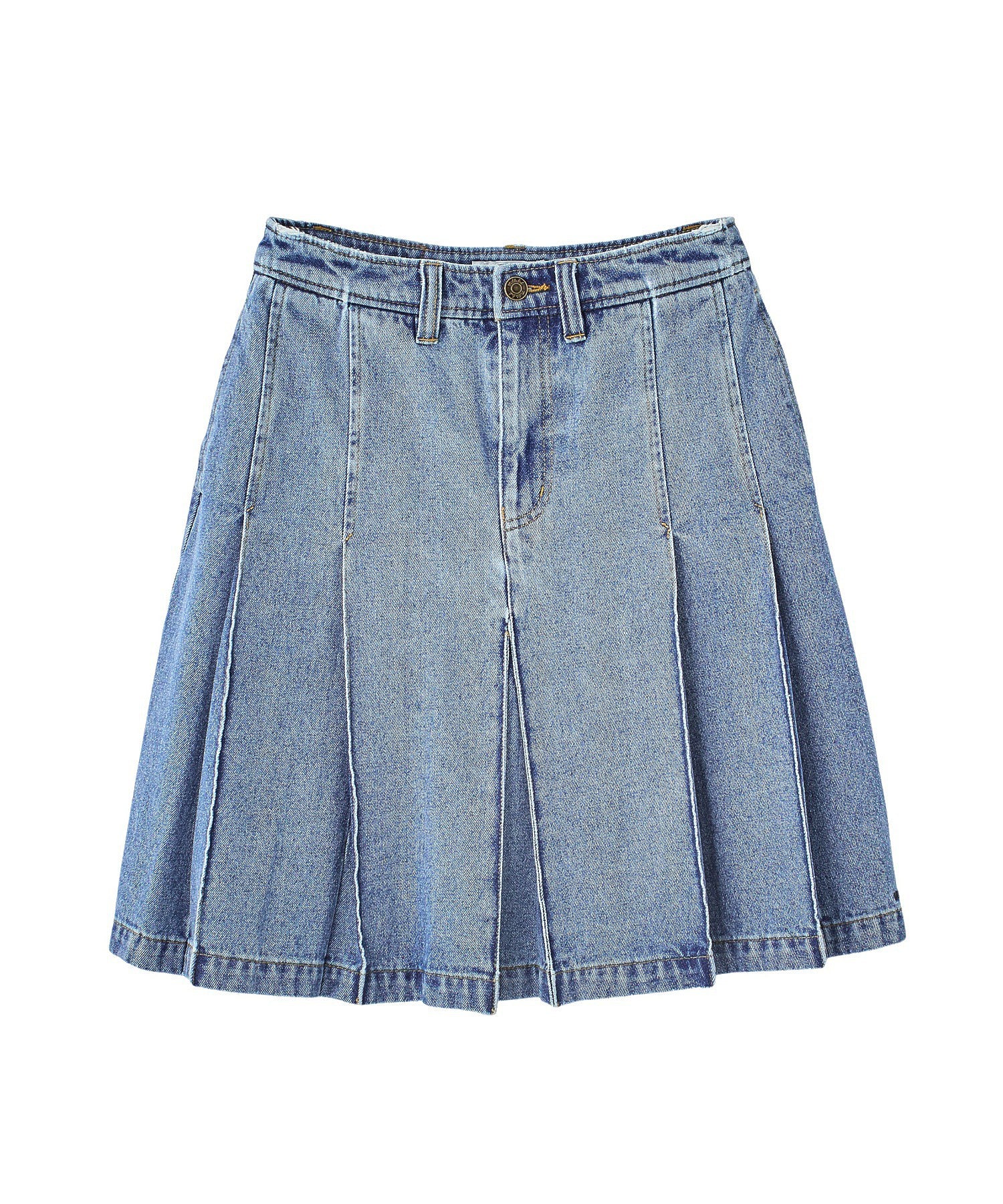 PLEATED DENIM SKIRT
