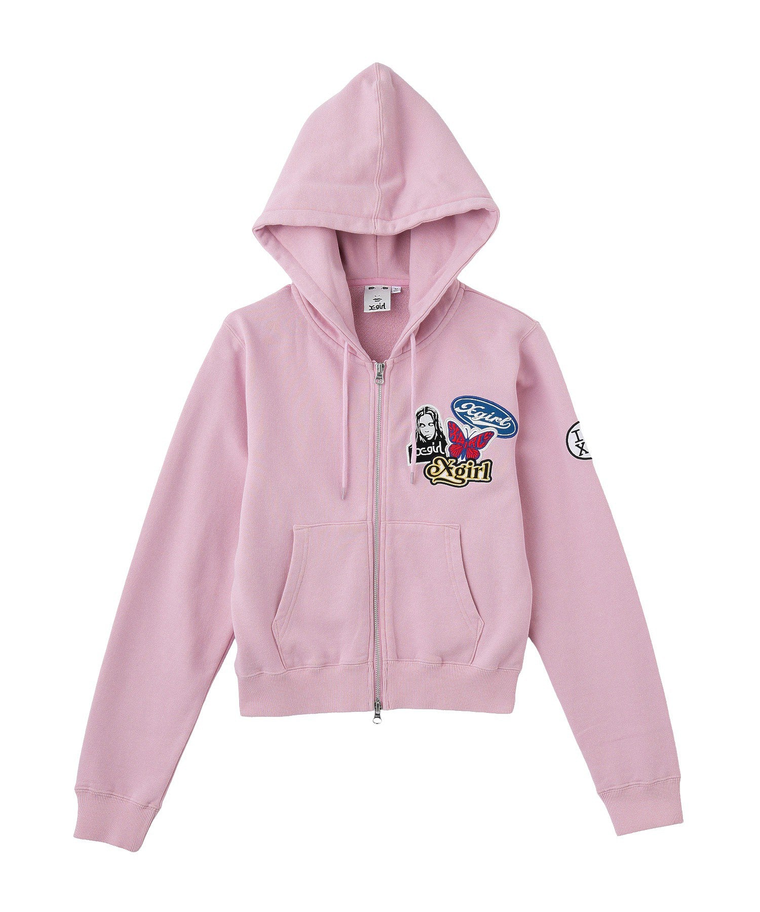 X-girl PATCHES COMPACT ZIP UP SWEAT HOODIE