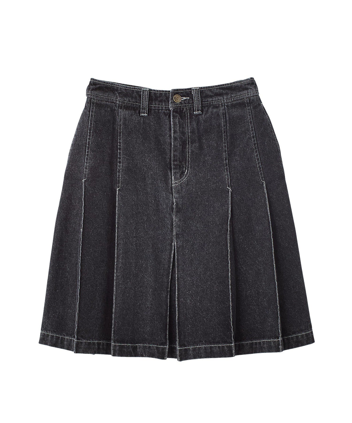 PLEATED DENIM SKIRT