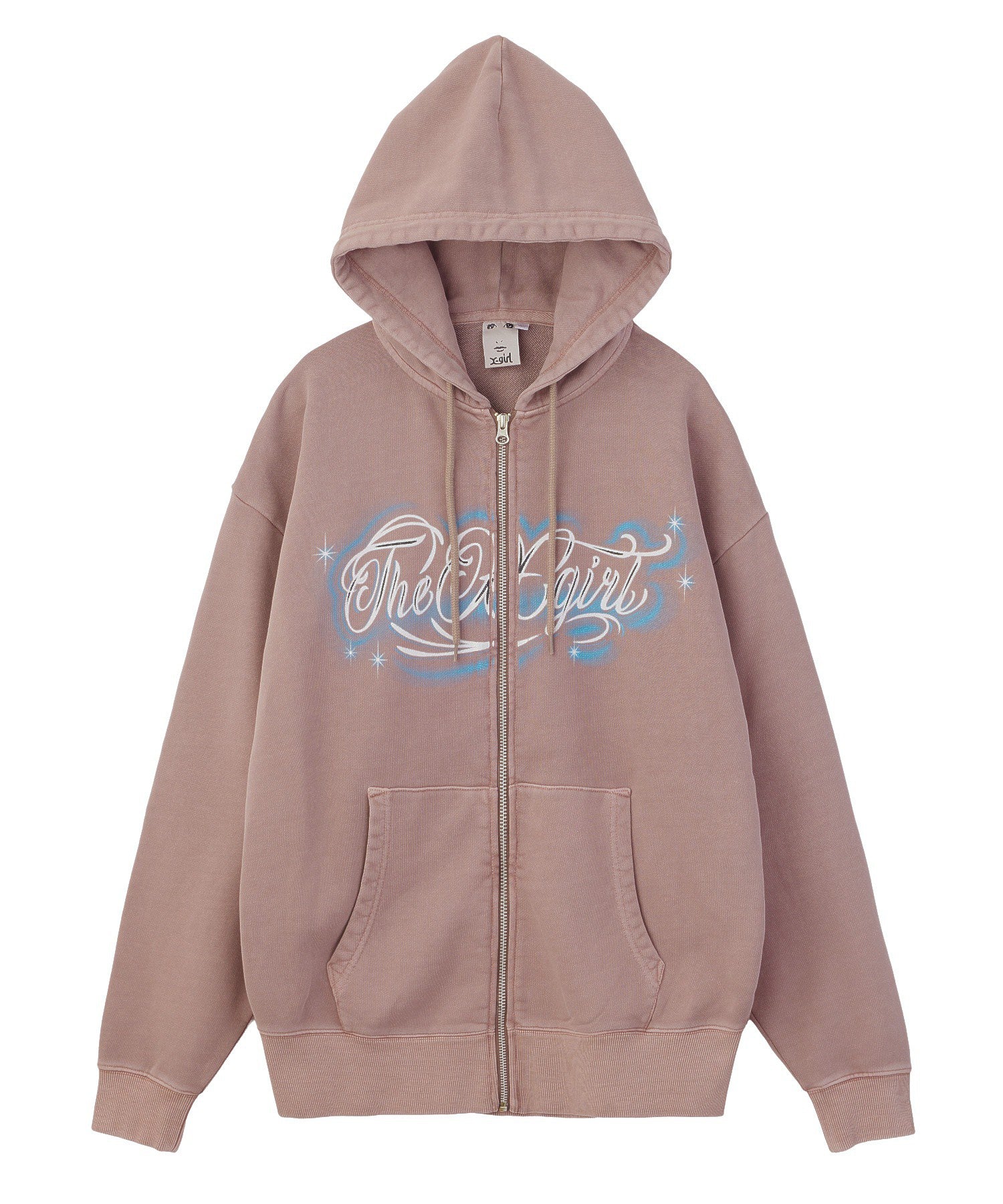 LETTERING SPRAY LOGO ZIP UP SWEAT HOODIE