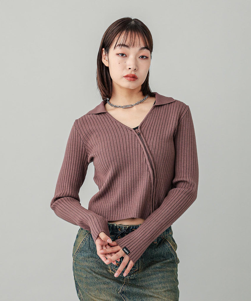 ZIP UP RIB KNIT TOP – calif（カリフ）公式サイト
