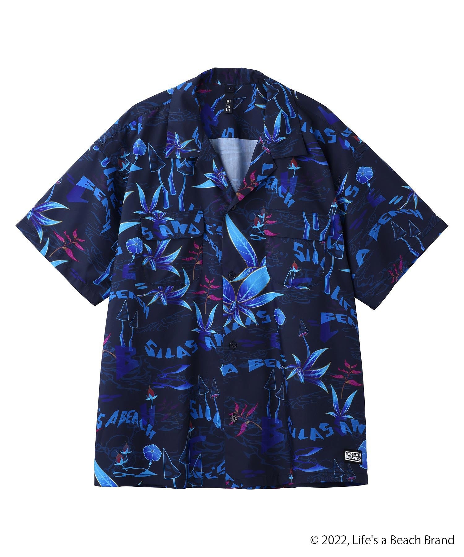 SILASxLIFE'S A BEACH MUSHROOM PATTERN OPEN COLLAR S/S SHIRT