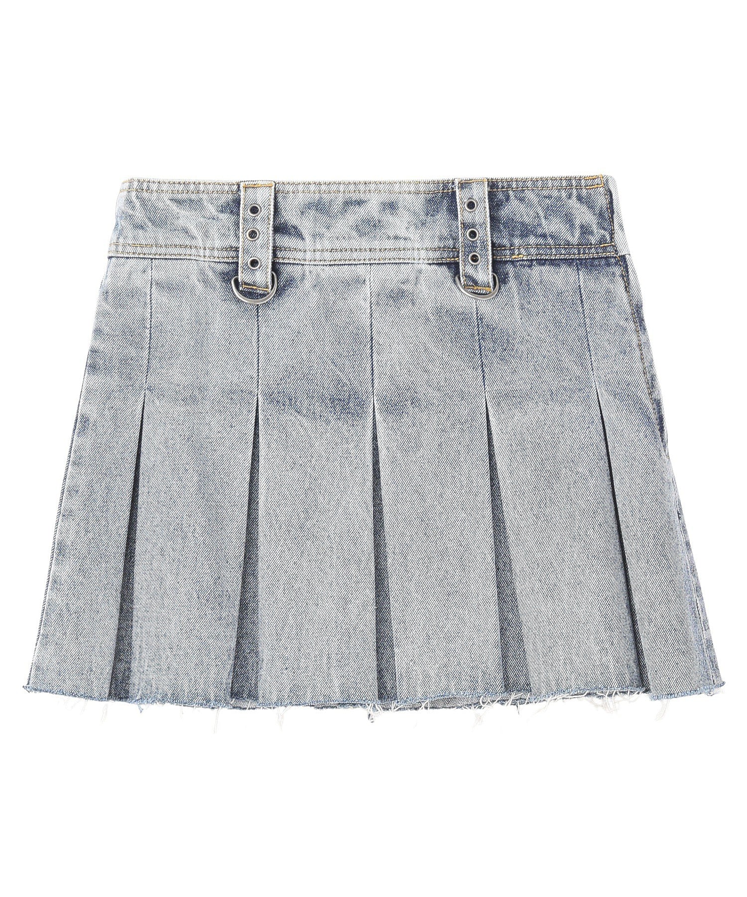 BOX PLEAT DENIM MINI SKIRT