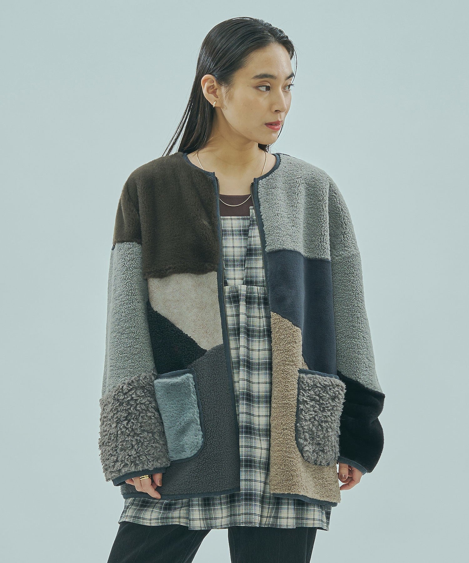 PATCHWORK FAUXFUR COAT