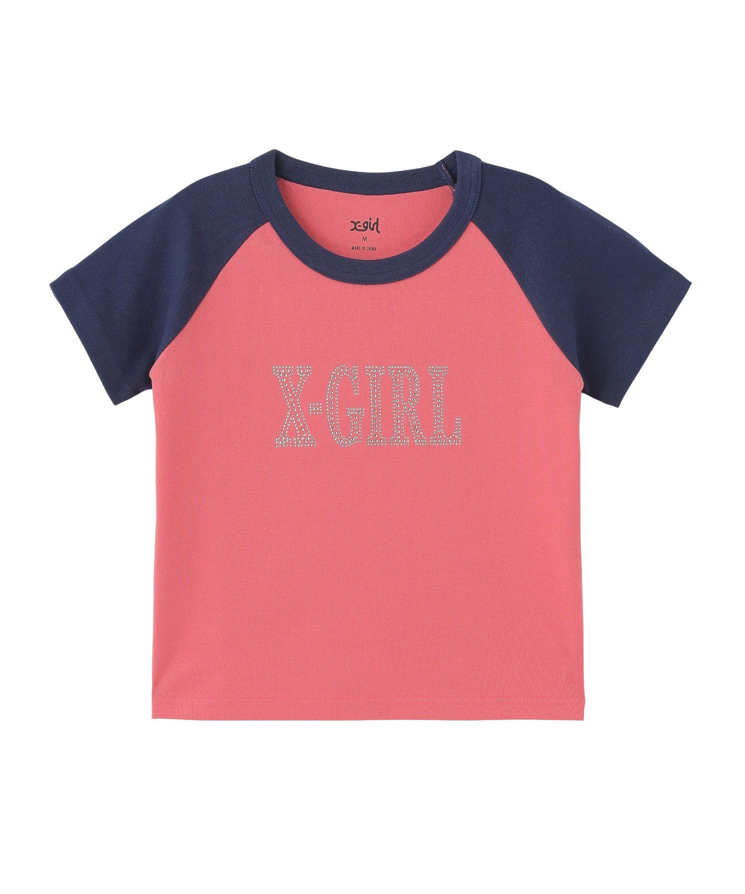 RHINESTONE ROMAN TYPE LOGO RAGLAN S/S BABY TEE