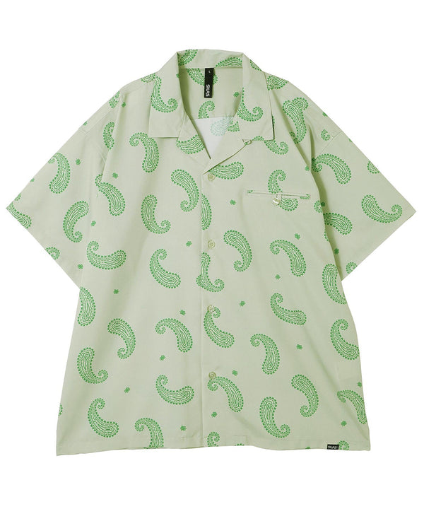 ★22FW★KNITTED★Open Collar Free Paisley Half Sleeve Shirt Beams Plus Open Collar Block Print Paisley | Apparel » Buy