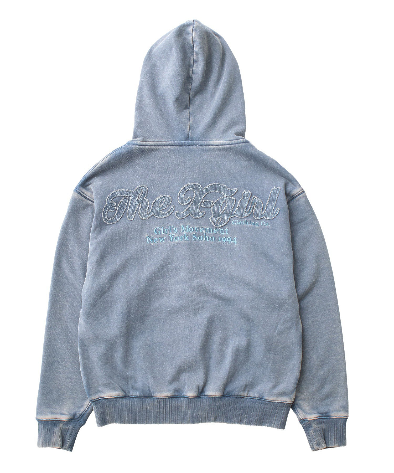 BLEACHED LOGO PATCH ZIP UP SWEAT HOODIE