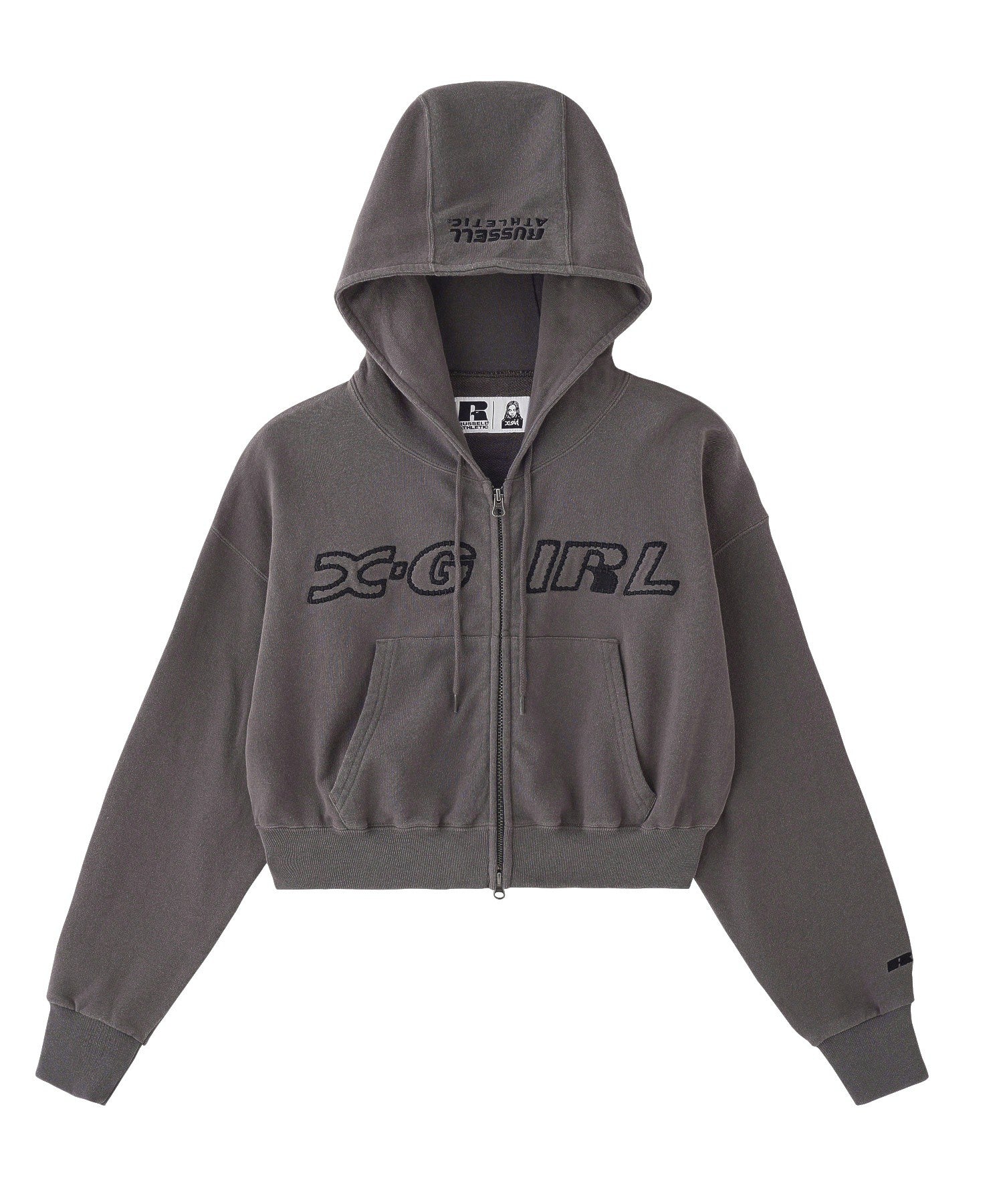 X-girl × Russell CROPPED ZIP UP HOODIE