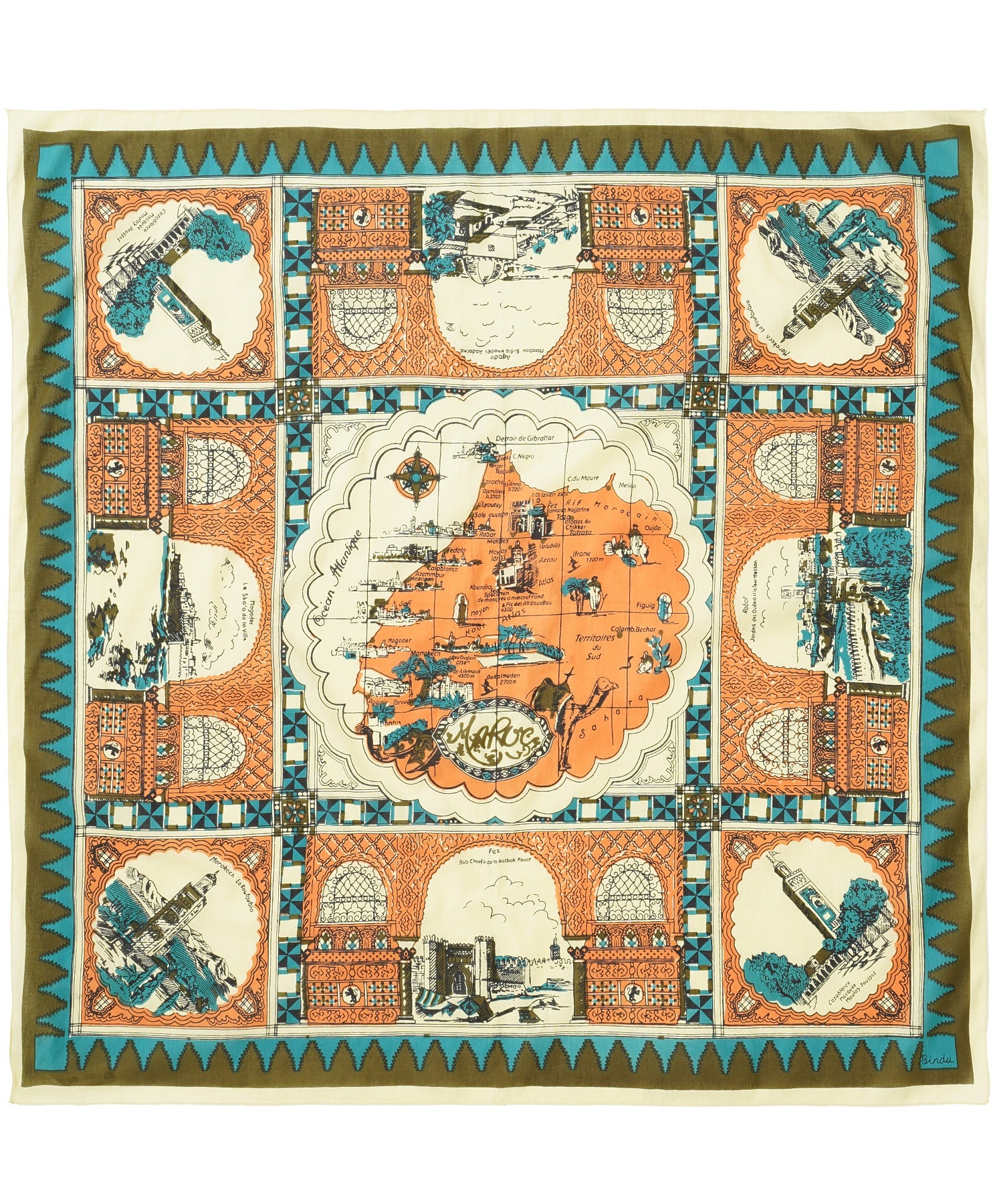 BINDU/MOROCCO MAP SCARF
